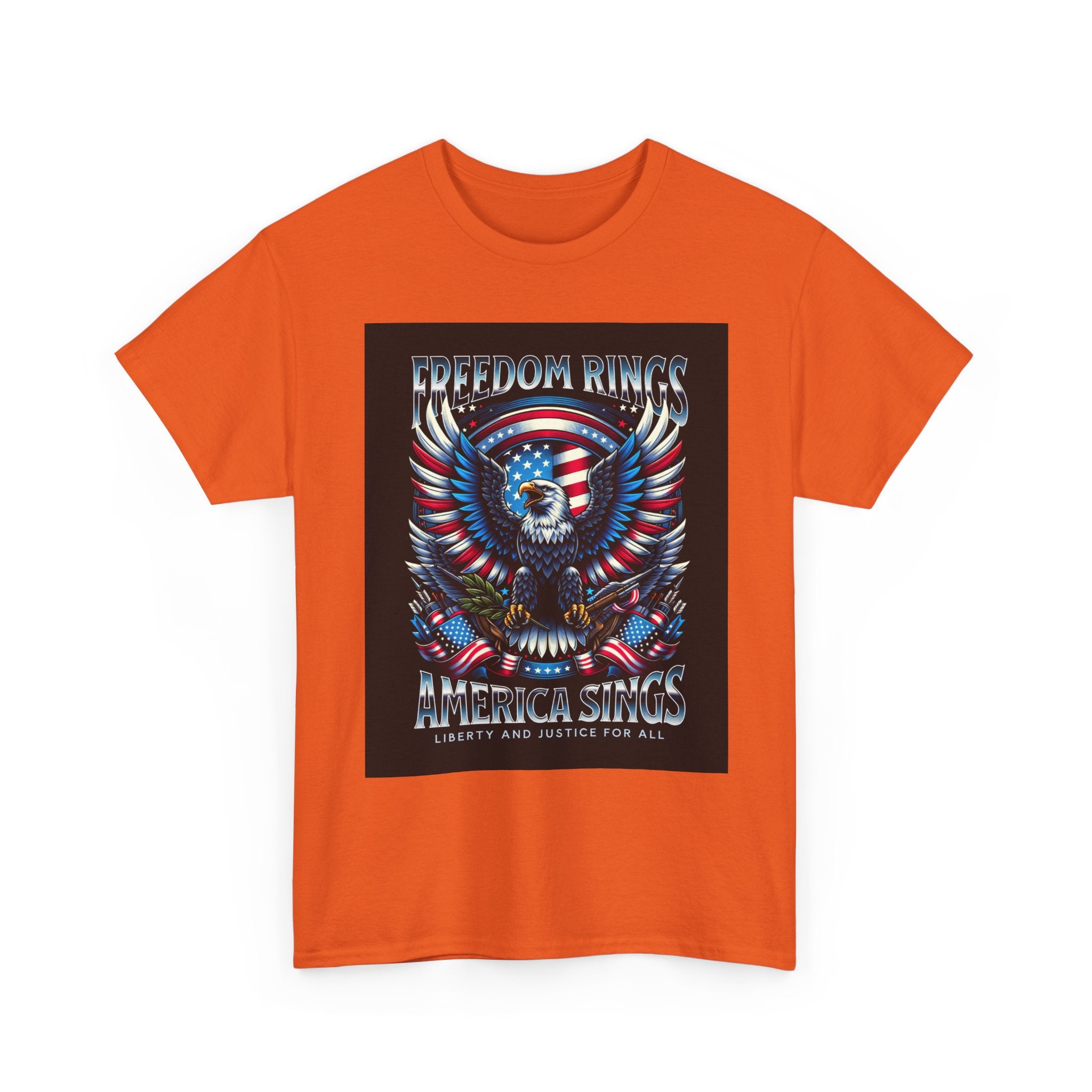 Eagle & American Flag Tee — "Freedom Rings, America Sings" Patriotic T-Shirt
