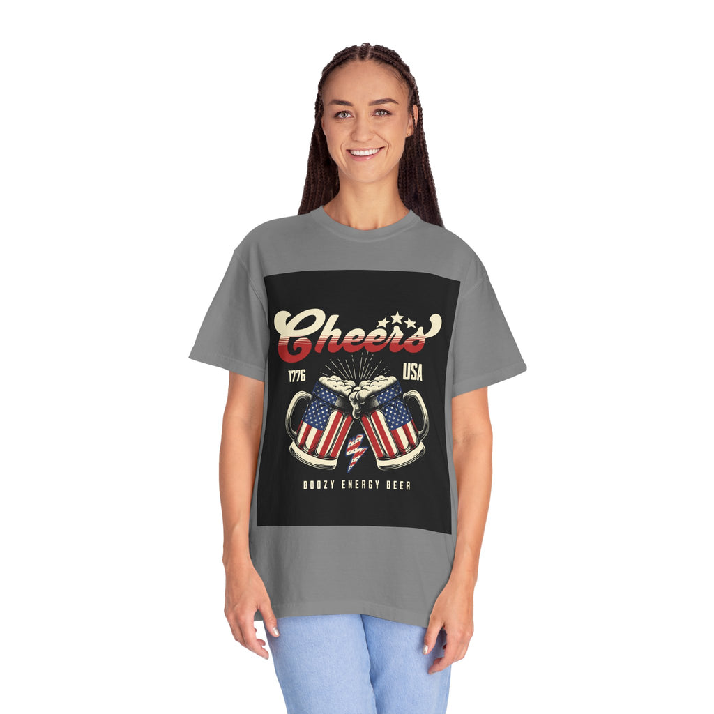Cheers USA T-Shirt — Patriotic Beer Mugs Graphic Tee (1776)