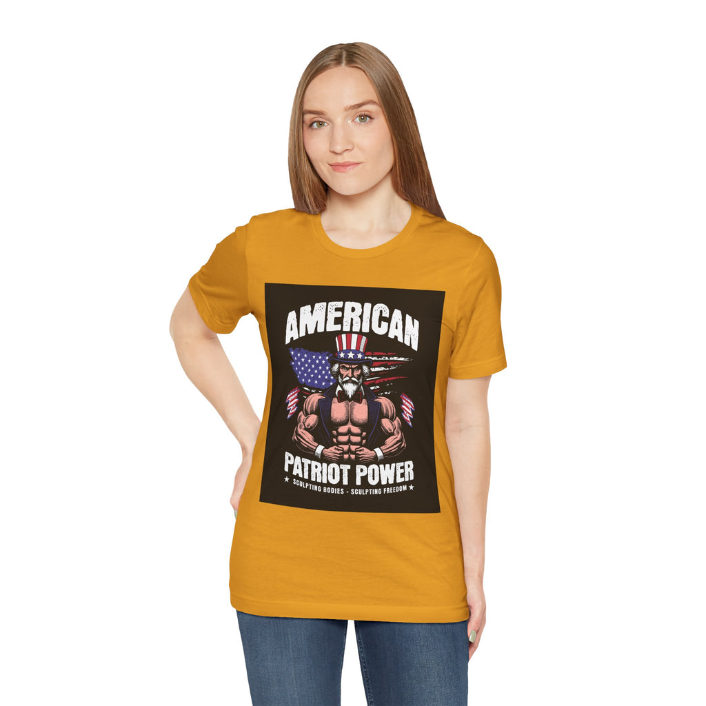 Patriot Power T-Shirt — American Flag Uncle Sam Muscle Graphic Tee