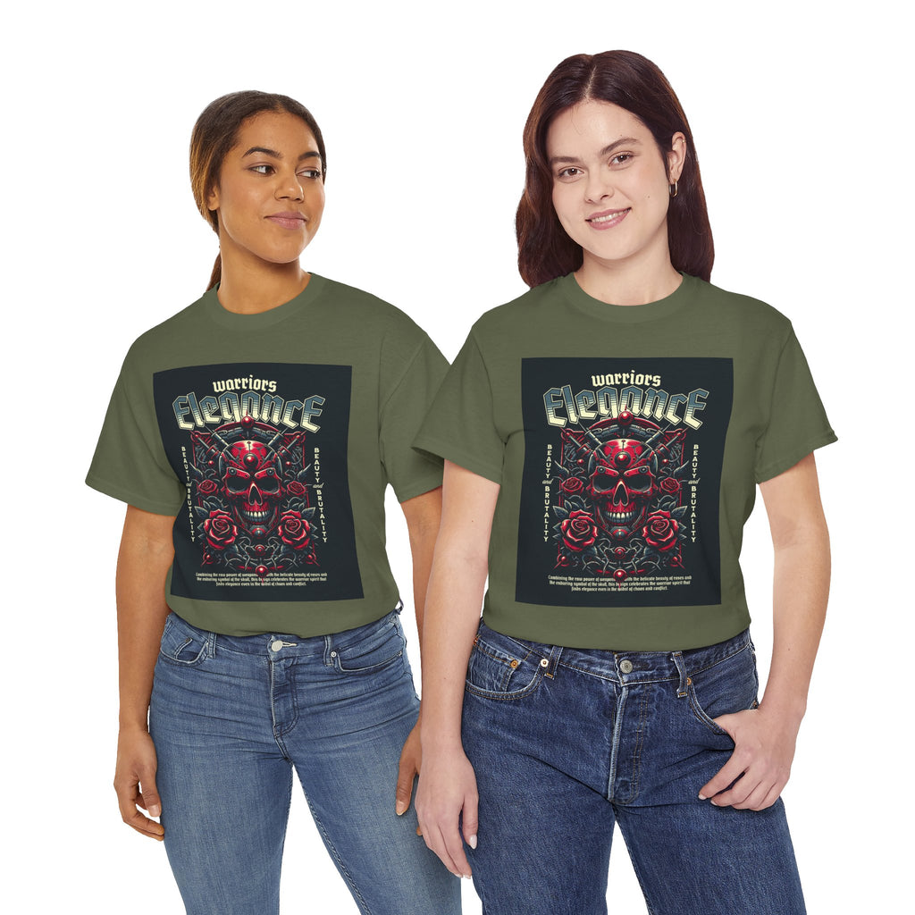 Warriors Electric Skull T‑Shirt — Red Skull & Roses Rock Graphic Tee