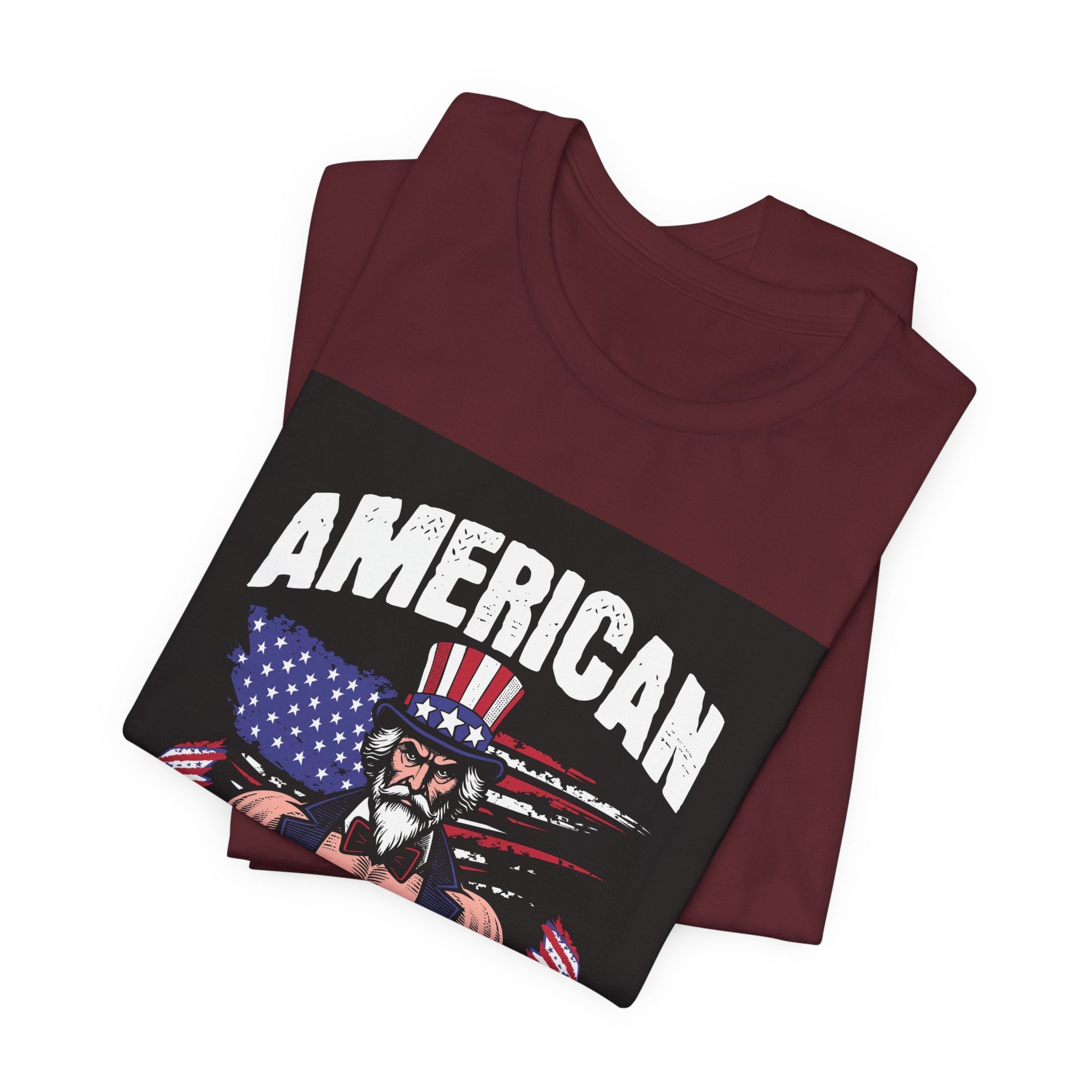 Patriot Power T-Shirt — American Flag Uncle Sam Muscle Graphic Tee