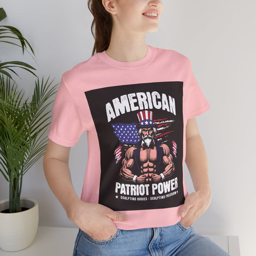 Patriot Power T-Shirt — American Flag Uncle Sam Muscle Graphic Tee