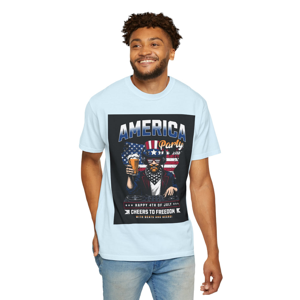 America Party T-Shirt — Cheers to Freedom 4th of July Patriotic Tee