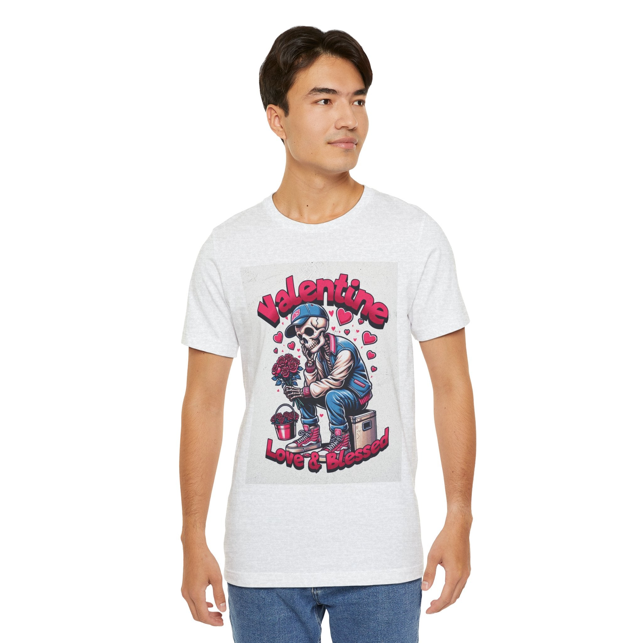Valentine Skull T-Shirt – "Love & Blessed" Gothic Valentine Tee
