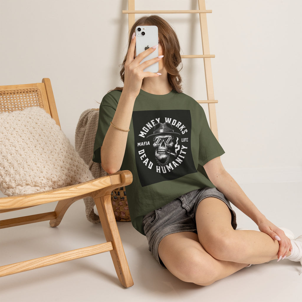 Money Works Dead Humanity Skull Tee