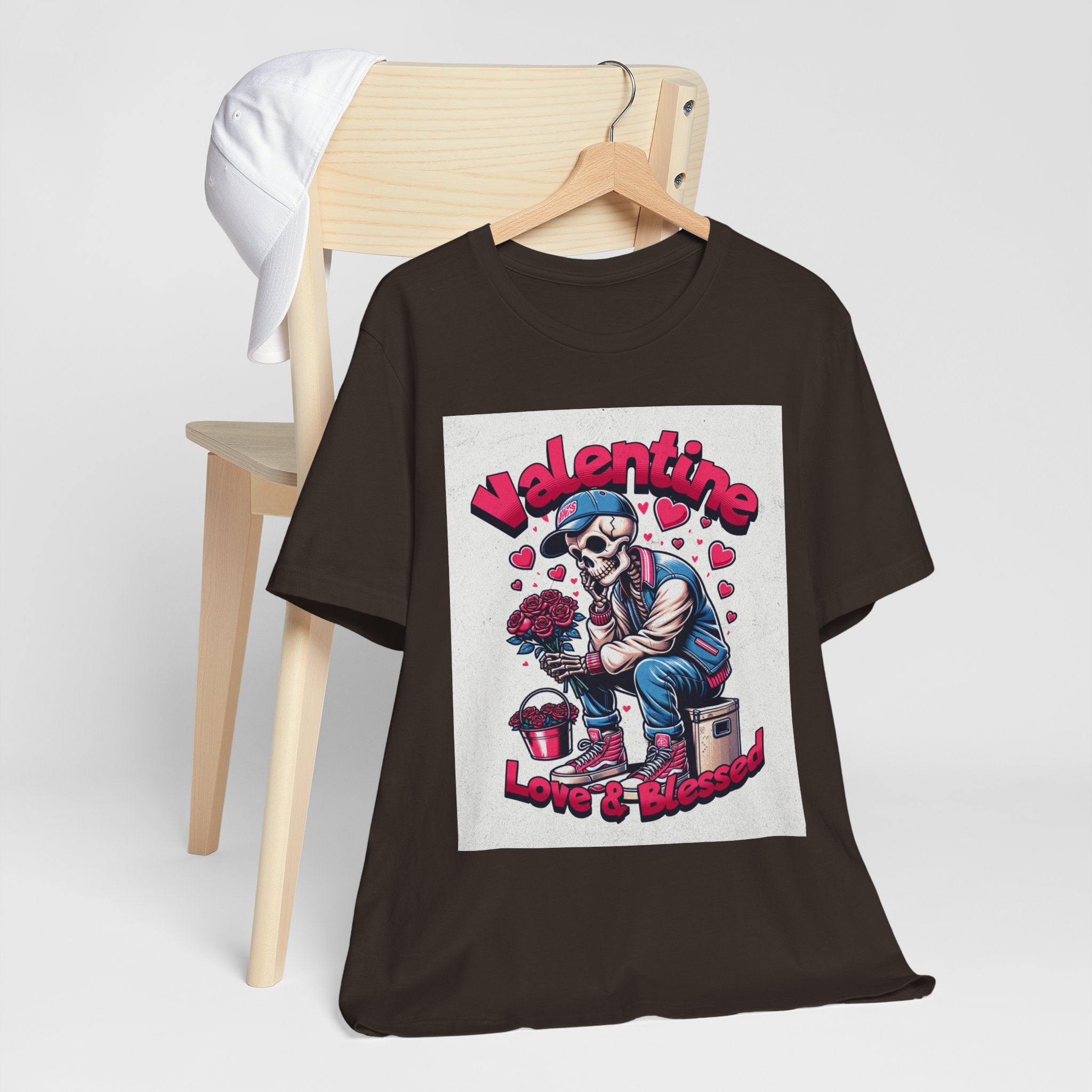 Valentine Skull T-Shirt – "Love & Blessed" Gothic Valentine Tee