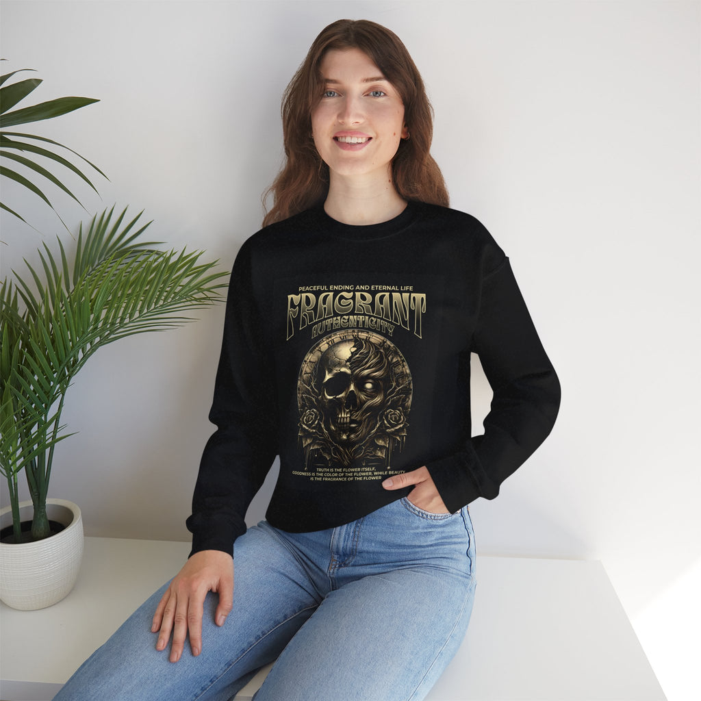 Skull & Roses Crewneck Sweatshirt — “Decrepit” Gothic Graphic