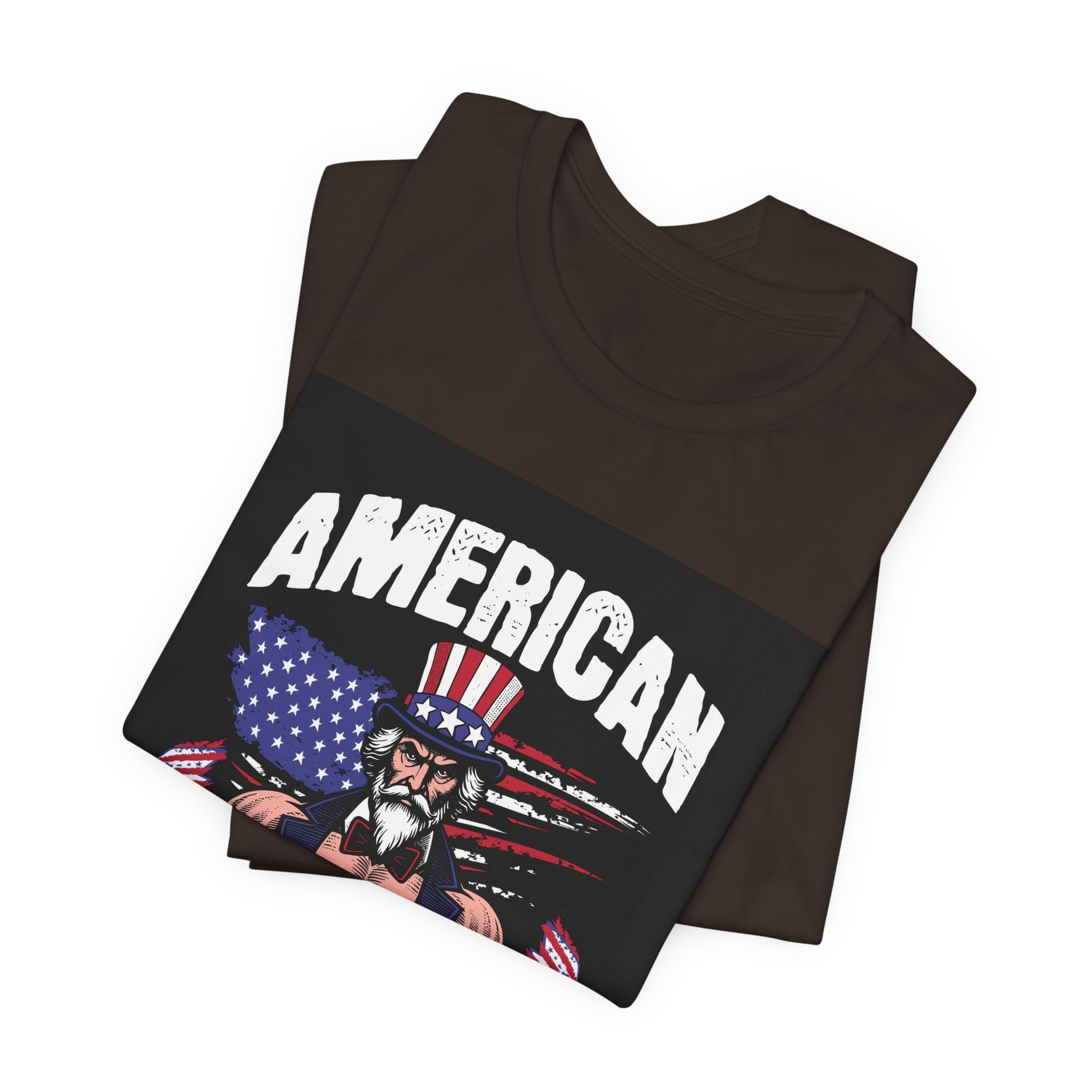 Patriot Power T-Shirt — American Flag Uncle Sam Muscle Graphic Tee