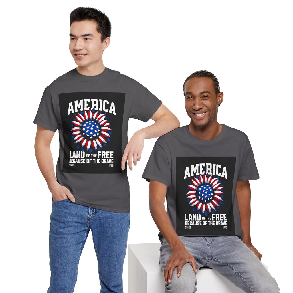 Patriotic America Tee — "Land of the Free Because of the Brave" Cotton T-Shirt