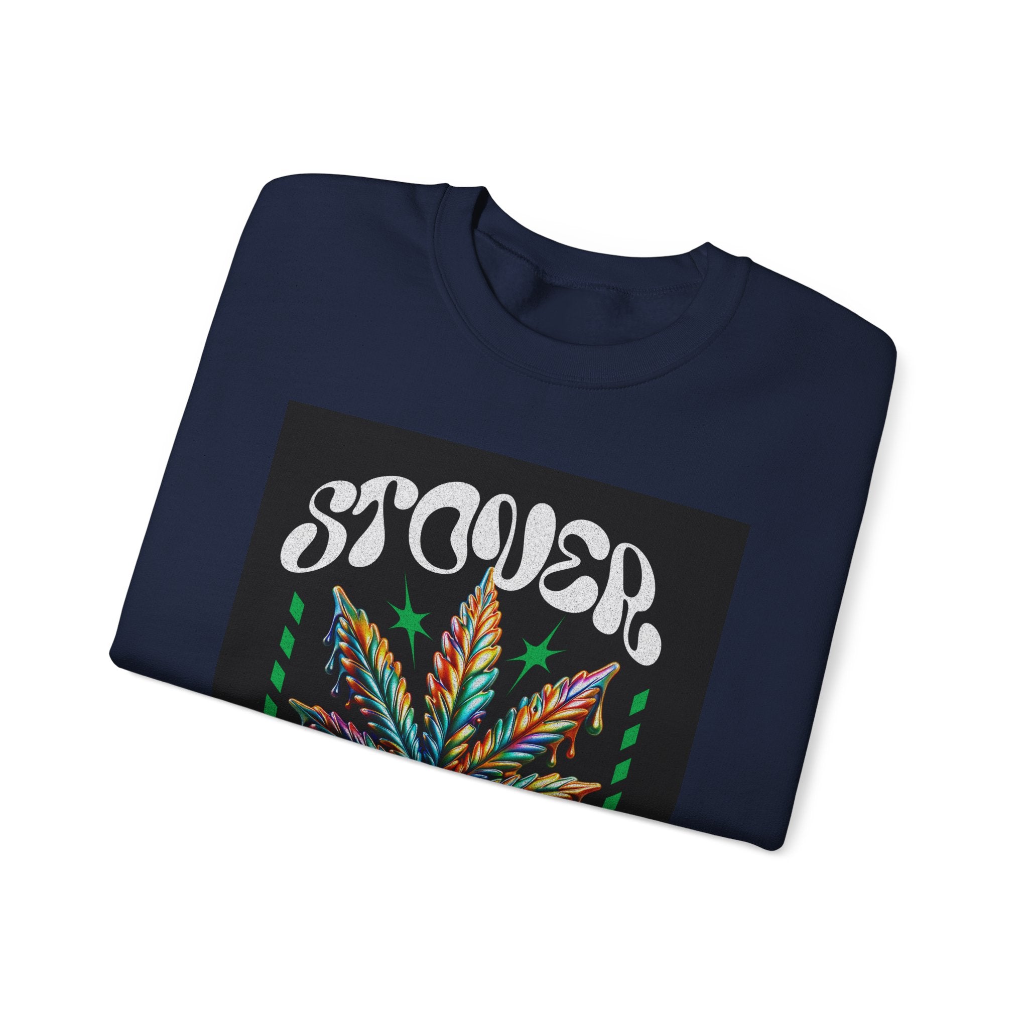 Sweatshirt — Stoner 'Grow Your Own Serenity' Colorful Cannabis Leaf Crewneck