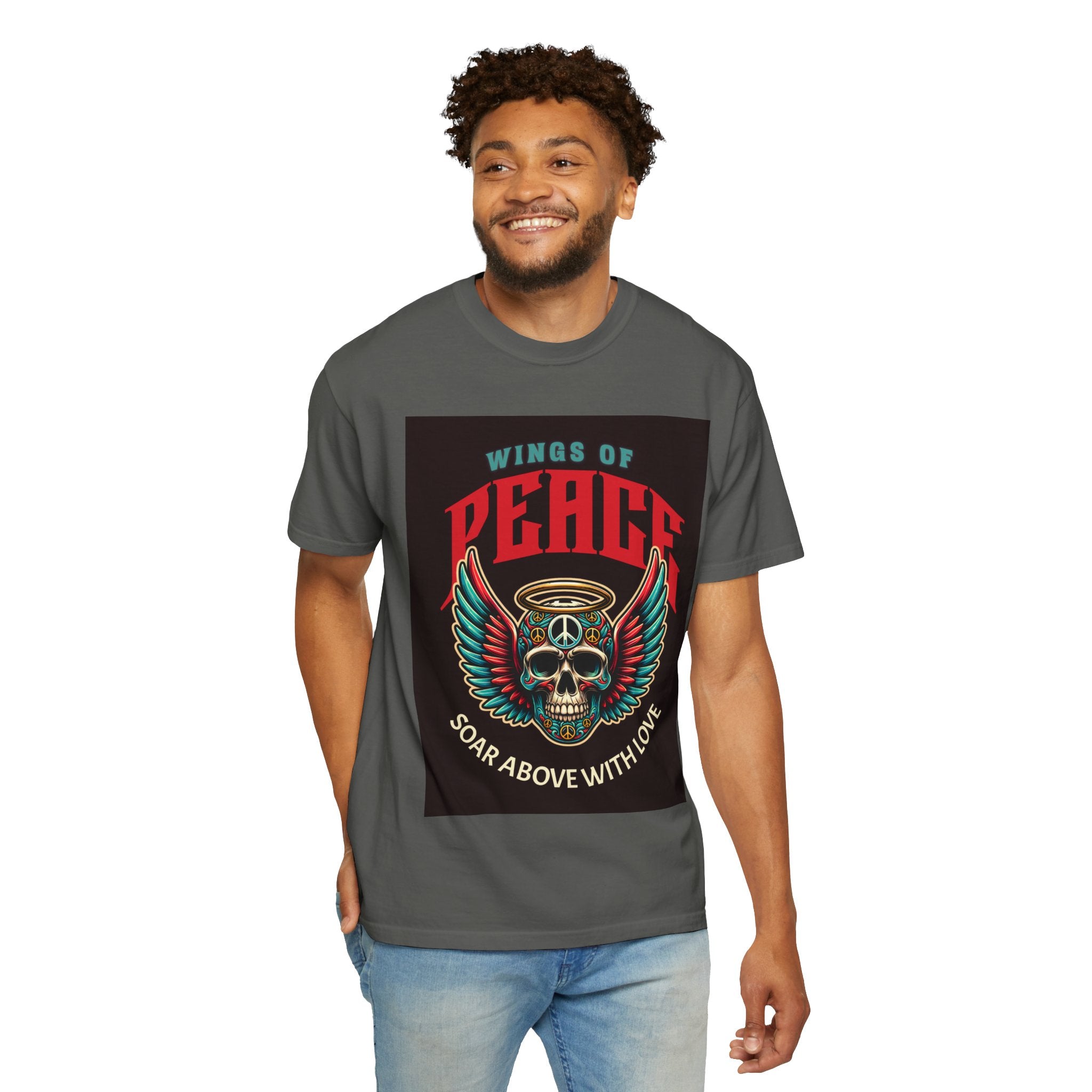 Wings of Peace Skull T-Shirt — "Soar Above With Love" Vintage Graphic Tee