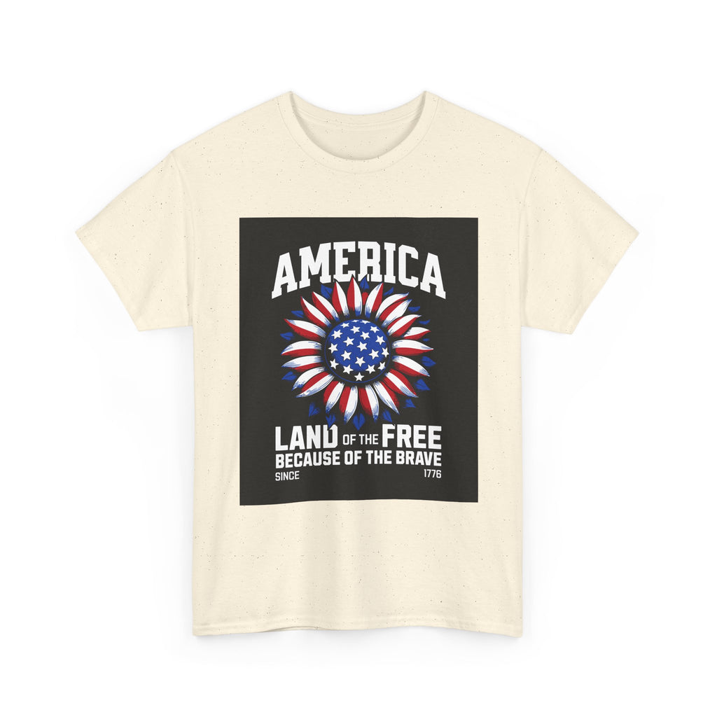 Patriotic America Tee — "Land of the Free Because of the Brave" Cotton T-Shirt
