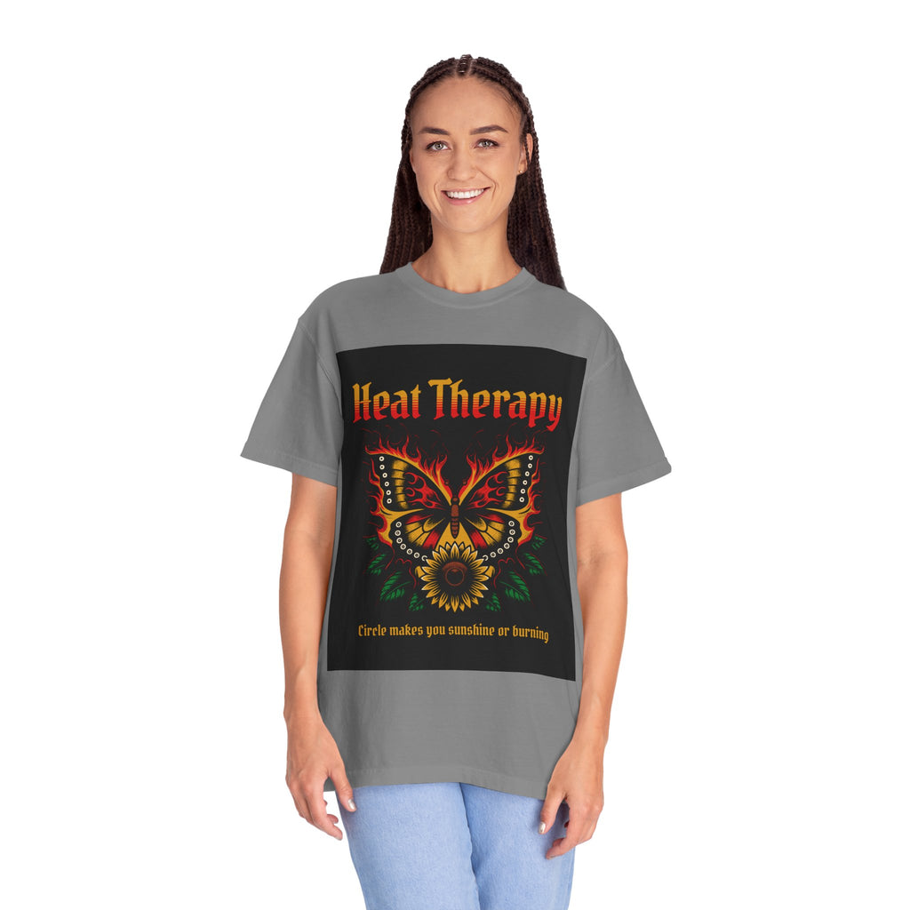 Heat Therapy Butterfly T-Shirt — Retro Floral Sunflower Design