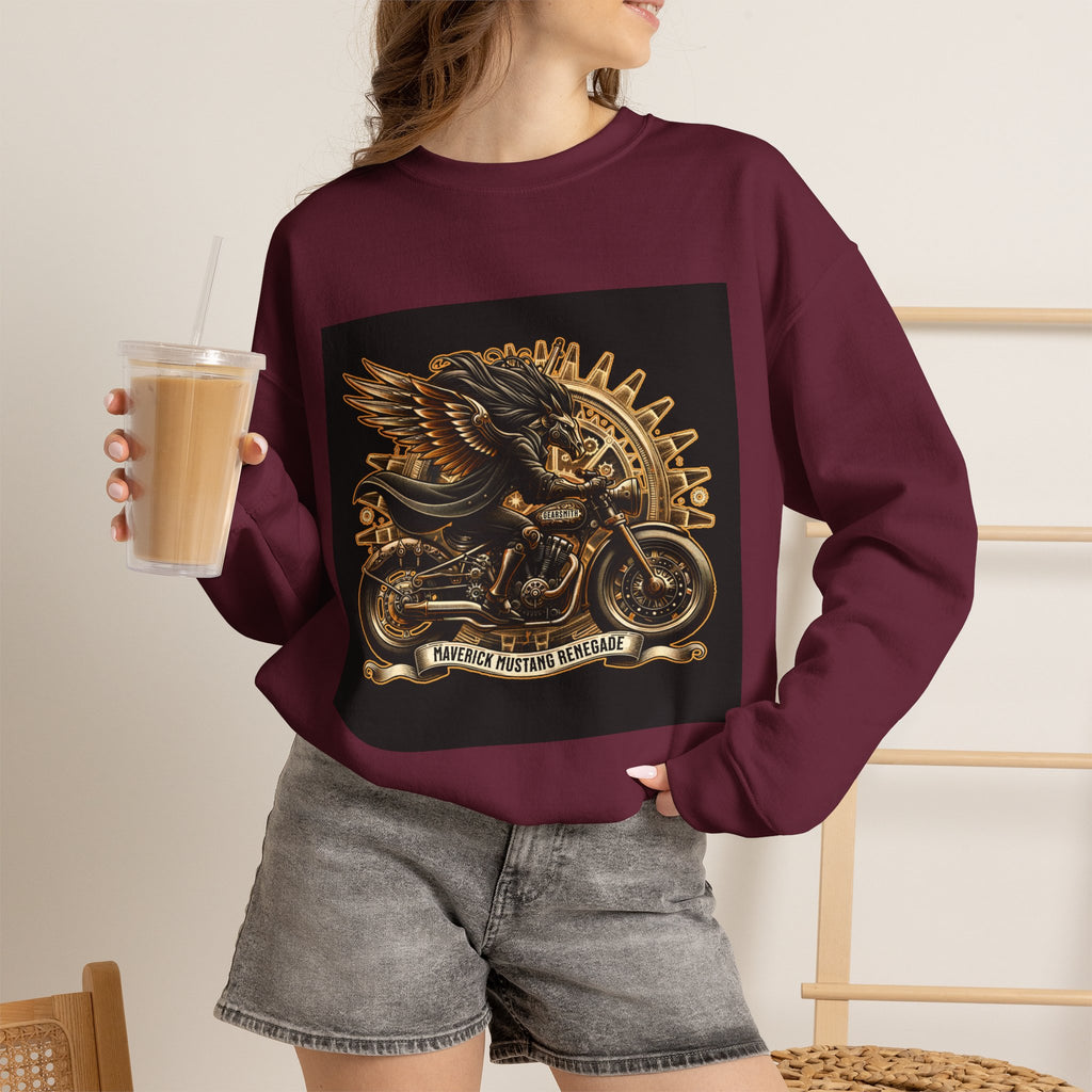Motorcycle Eagle Crewneck Sweatshirt – "Liberty Rider" Vintage Biker Graphic
