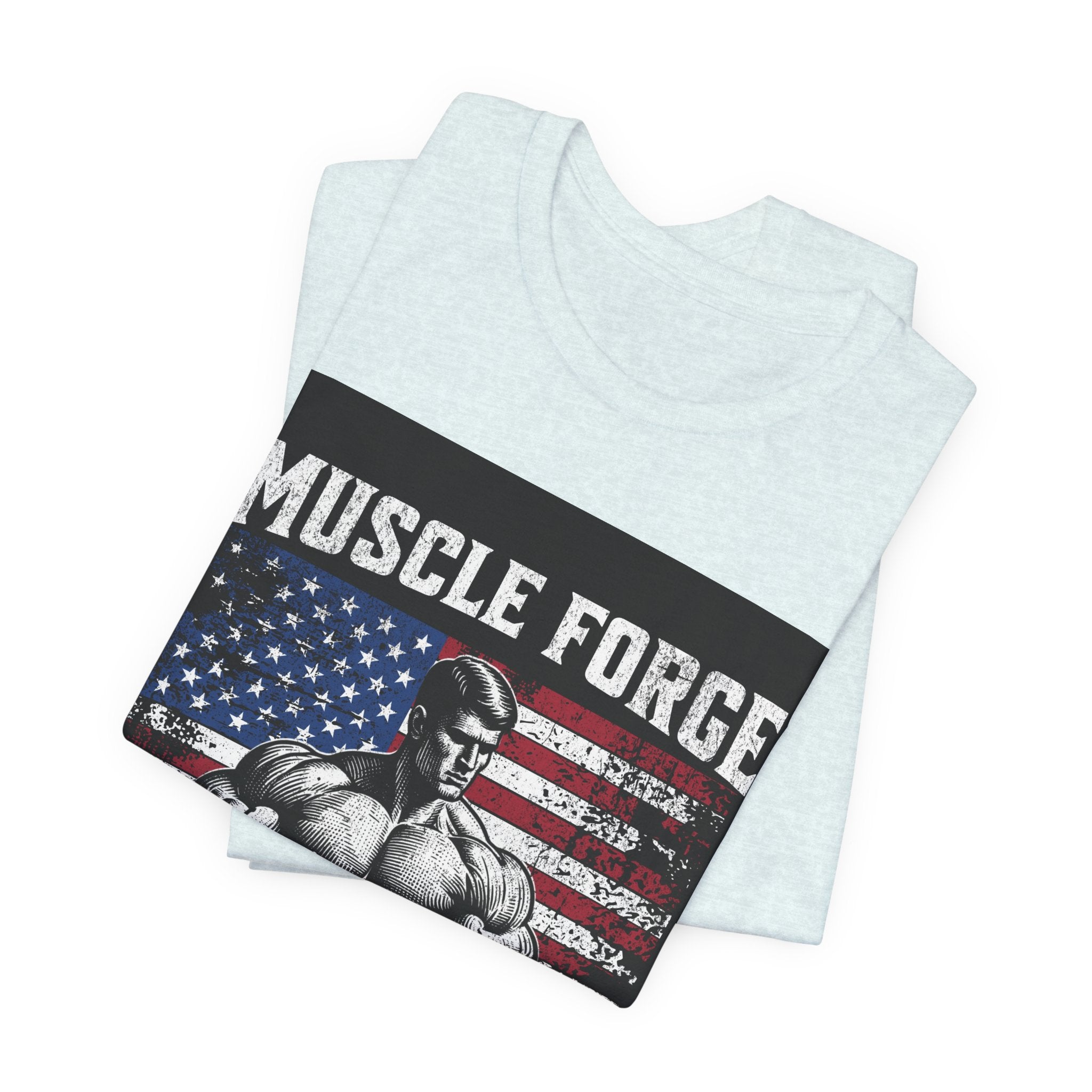 Muscle Forge American Flag Gym Tee — "Sculpt Your Legacy" Fitness T-Shirt