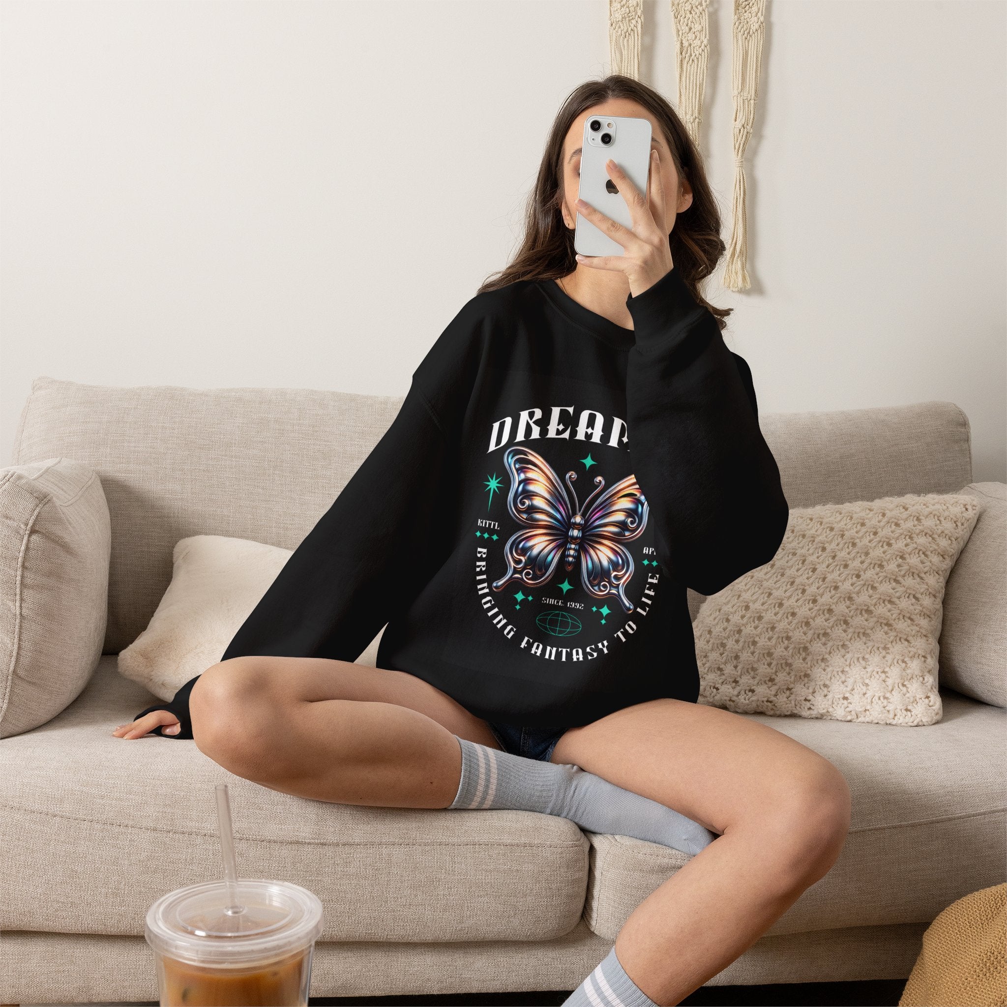 Dreamer Butterfly Crewneck Sweatshirt — Inspiring 'Dreamer' Graphic Pullover