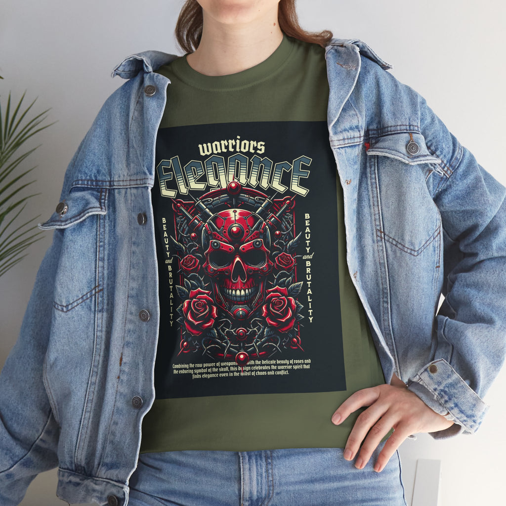 Warriors Electric Skull T‑Shirt — Red Skull & Roses Rock Graphic Tee