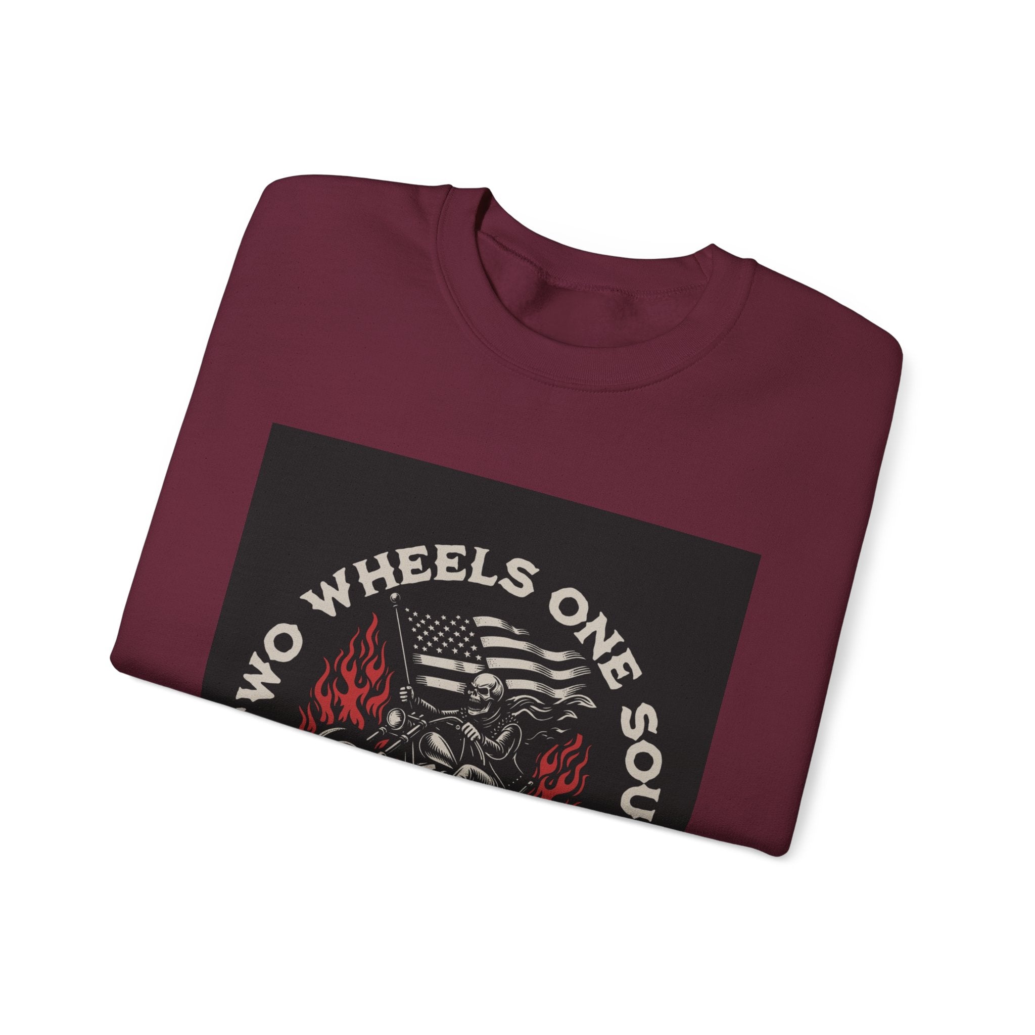 Motorcycle Crewneck Sweatshirt - "Two Wheels One Soul" Vintage Bike Graphic