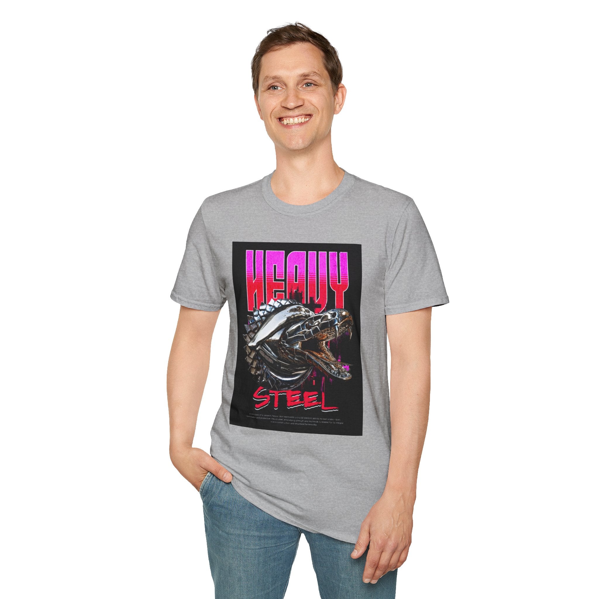 Heavy Steel T-Shirt — Retro Motorcycle Skull Graphic Tee