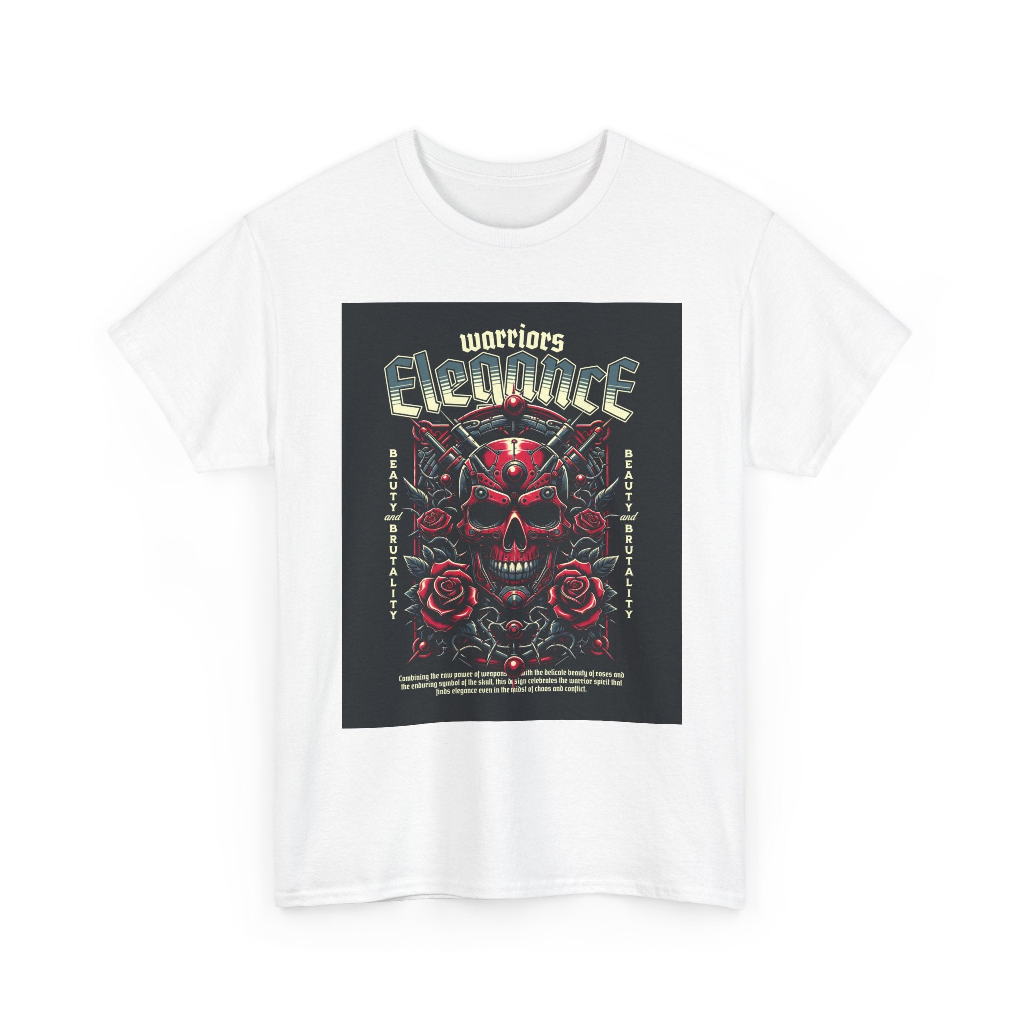 Warriors Electric Skull T‑Shirt — Red Skull & Roses Rock Graphic Tee