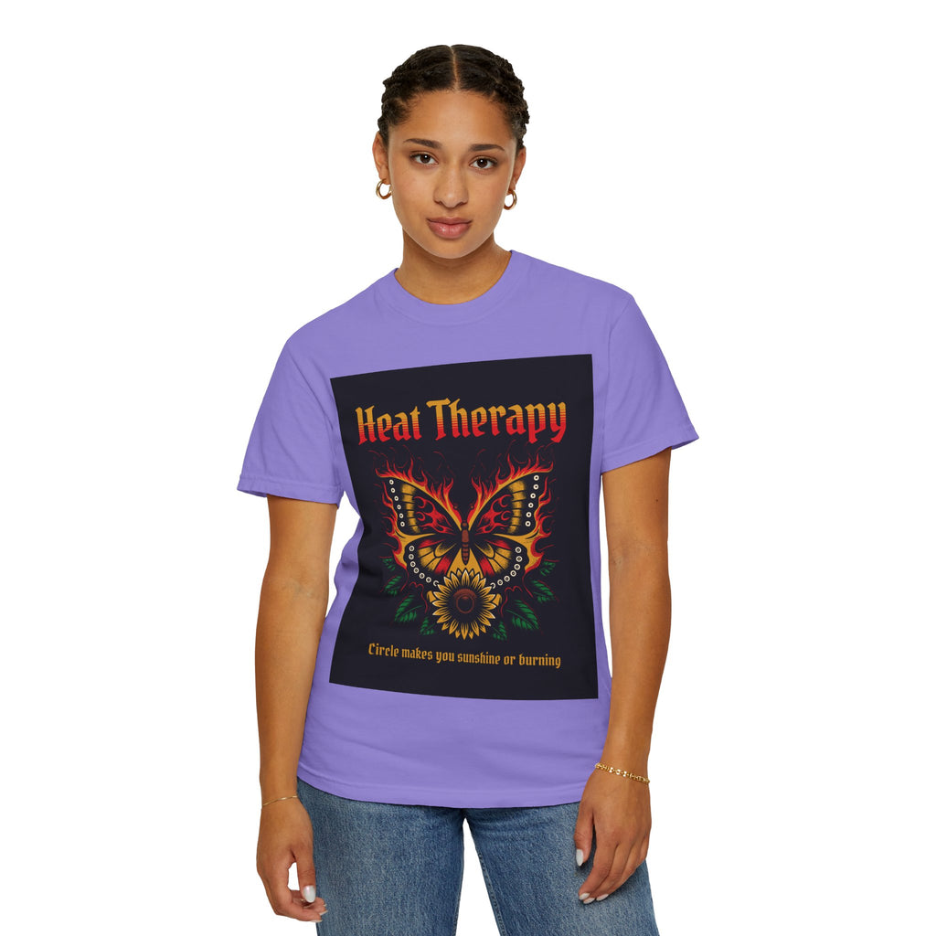 Heat Therapy Butterfly T-Shirt — Retro Floral Sunflower Design