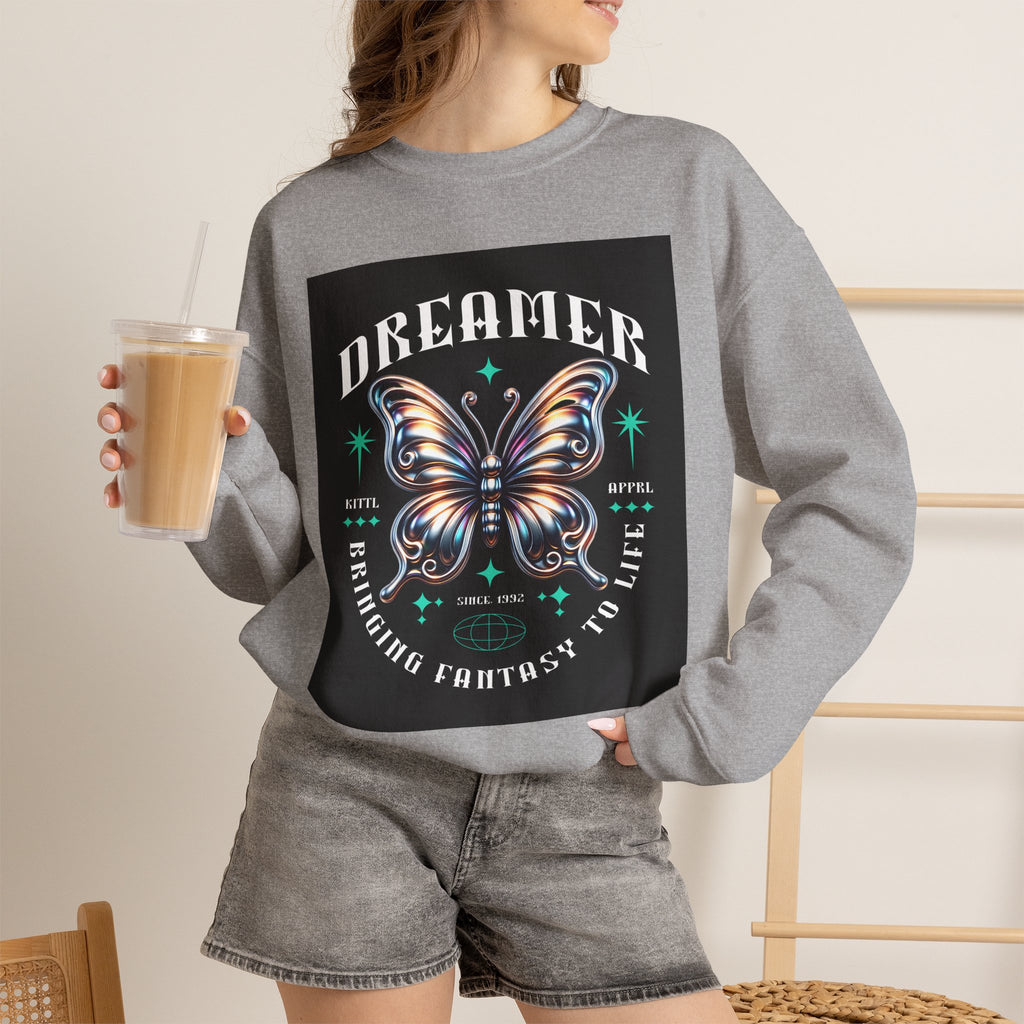 Dreamer Butterfly Crewneck Sweatshirt — Inspiring 'Dreamer' Graphic Pullover