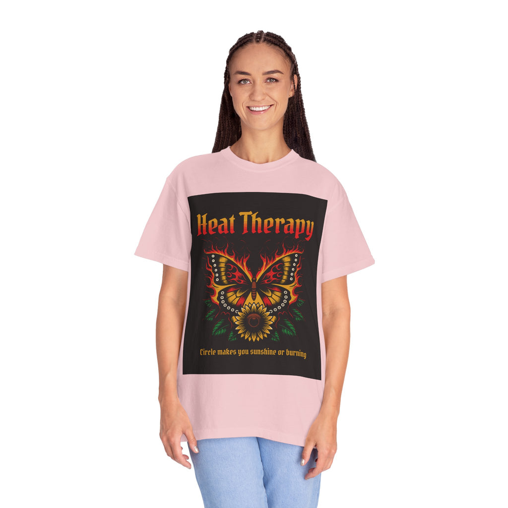 Heat Therapy Butterfly T-Shirt — Retro Floral Sunflower Design