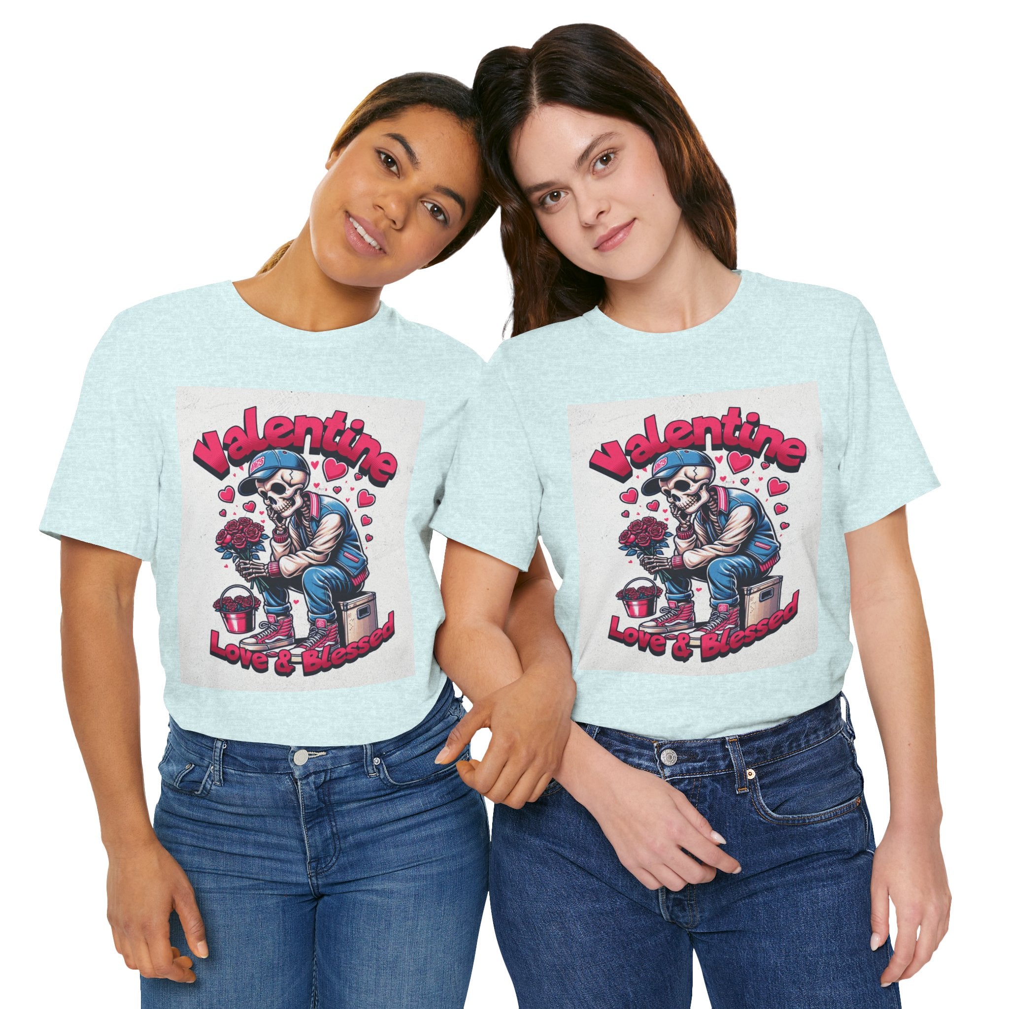 Valentine Skull T-Shirt – "Love & Blessed" Gothic Valentine Tee