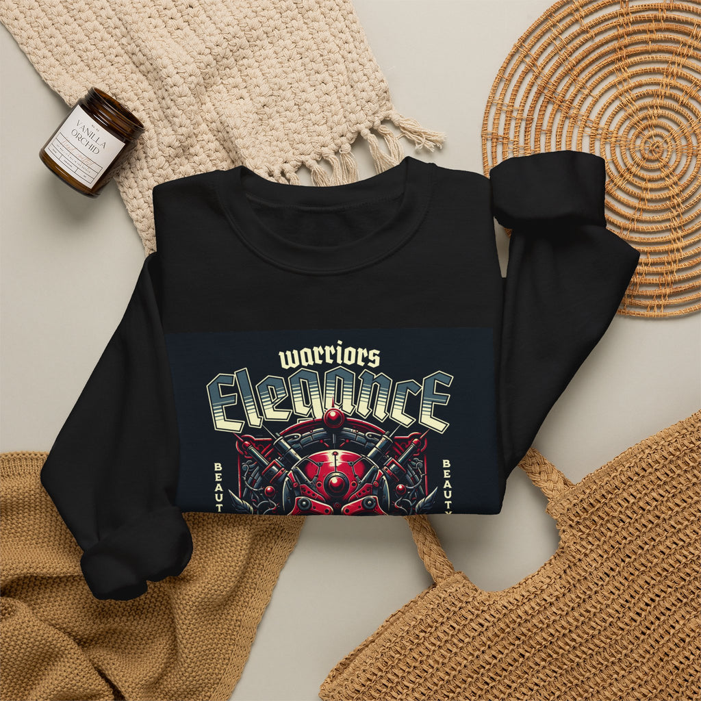 Crewneck Sweatshirt – "Warriors Electric" Skull & Roses Graphic