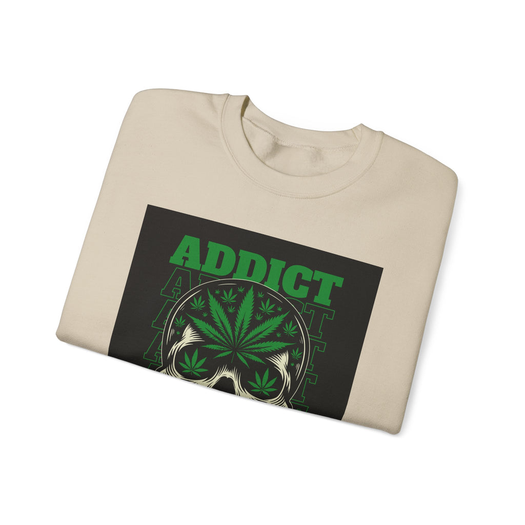 Skull & Cannabis 'Addict' Crewneck Sweatshirt — Conquer Your High Graphic Sweatshirt