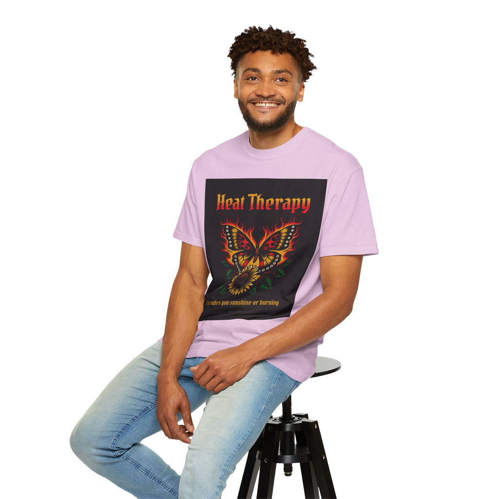 Heat Therapy Butterfly T-Shirt — Retro Floral Sunflower Design