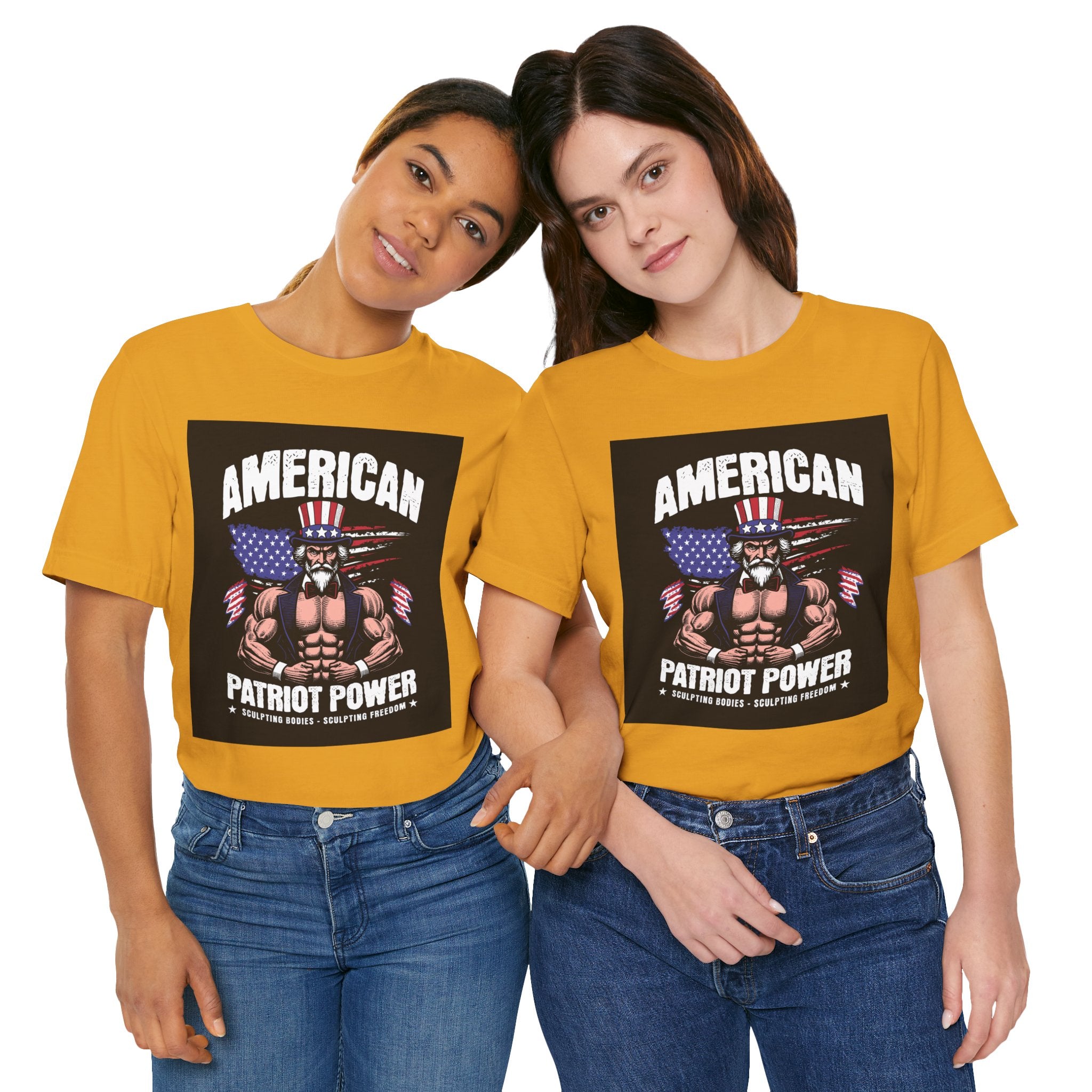 Patriot Power T-Shirt — American Flag Uncle Sam Muscle Graphic Tee