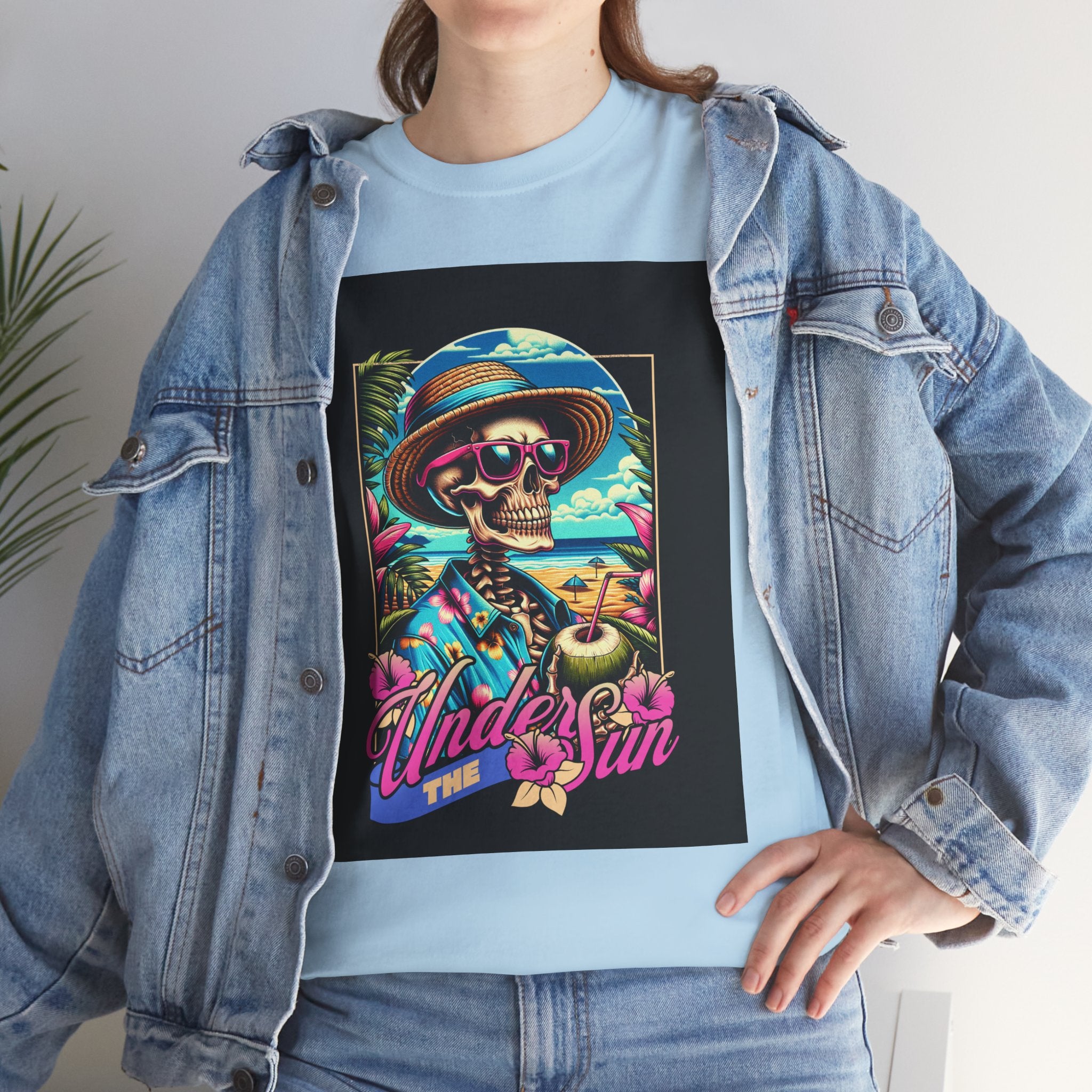 Skull Beach Tee — "Under the Sun" Retro Surf Graphic T-Shirt