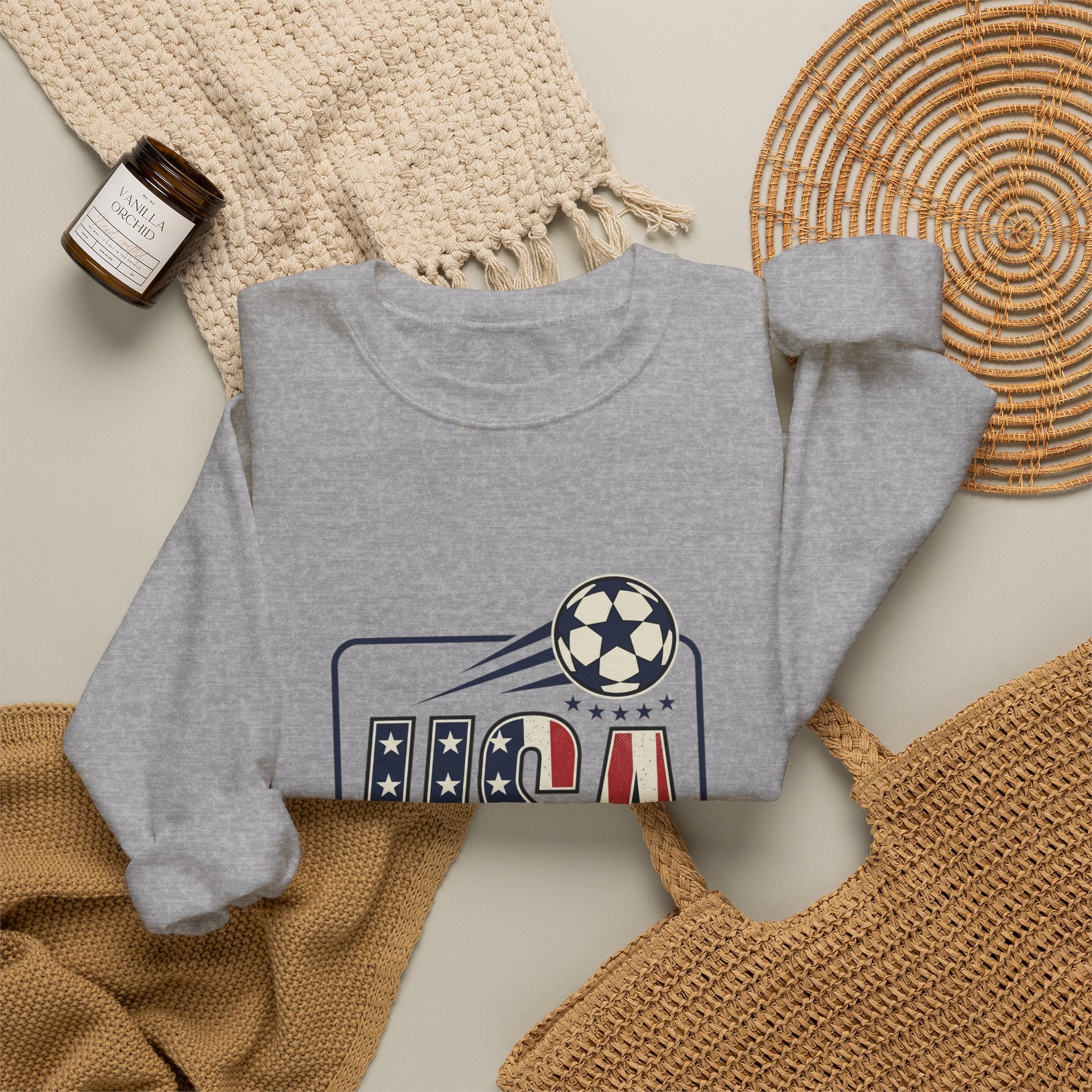 USA Soccer Crewneck Sweatshirt | American Flag Soccer Graphic