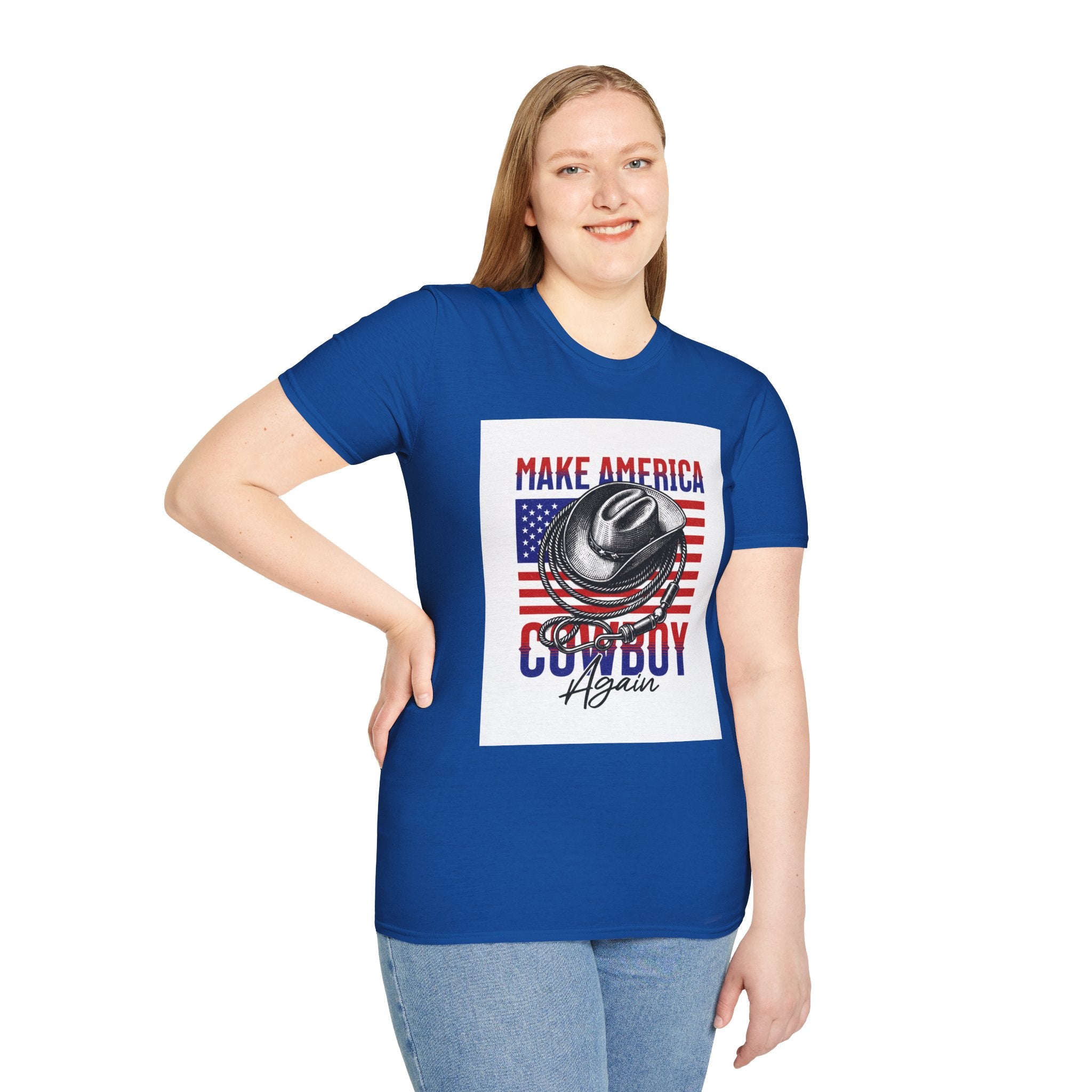 Make America Cowboy Again T-Shirt — Patriotic Western Flag Tee