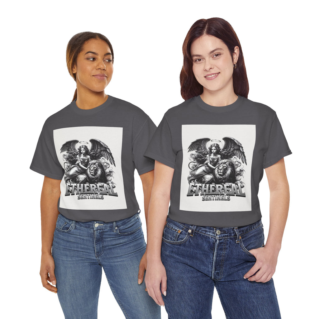 Angel & Lion Graphic Tee — "Ethereal" Vintage Gothic Streetwear