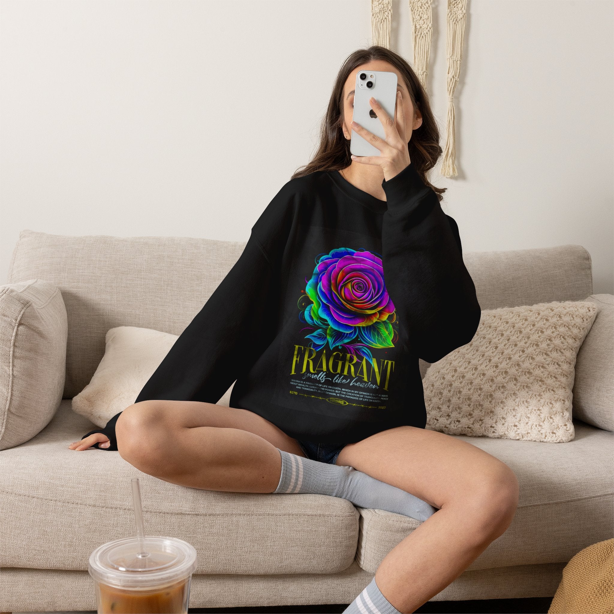 Fluorescent Rose “Fragrant” Crewneck Sweatshirt