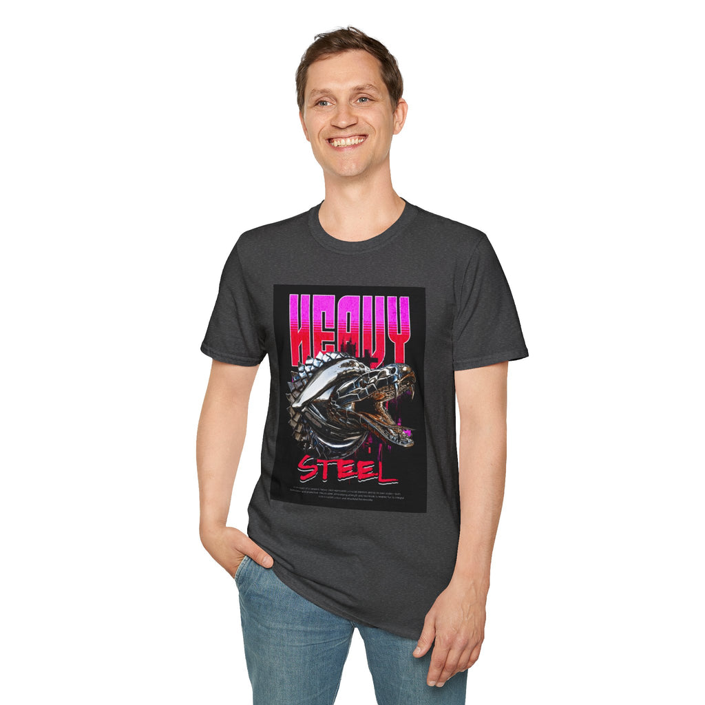 Heavy Steel T-Shirt — Retro Motorcycle Skull Graphic Tee