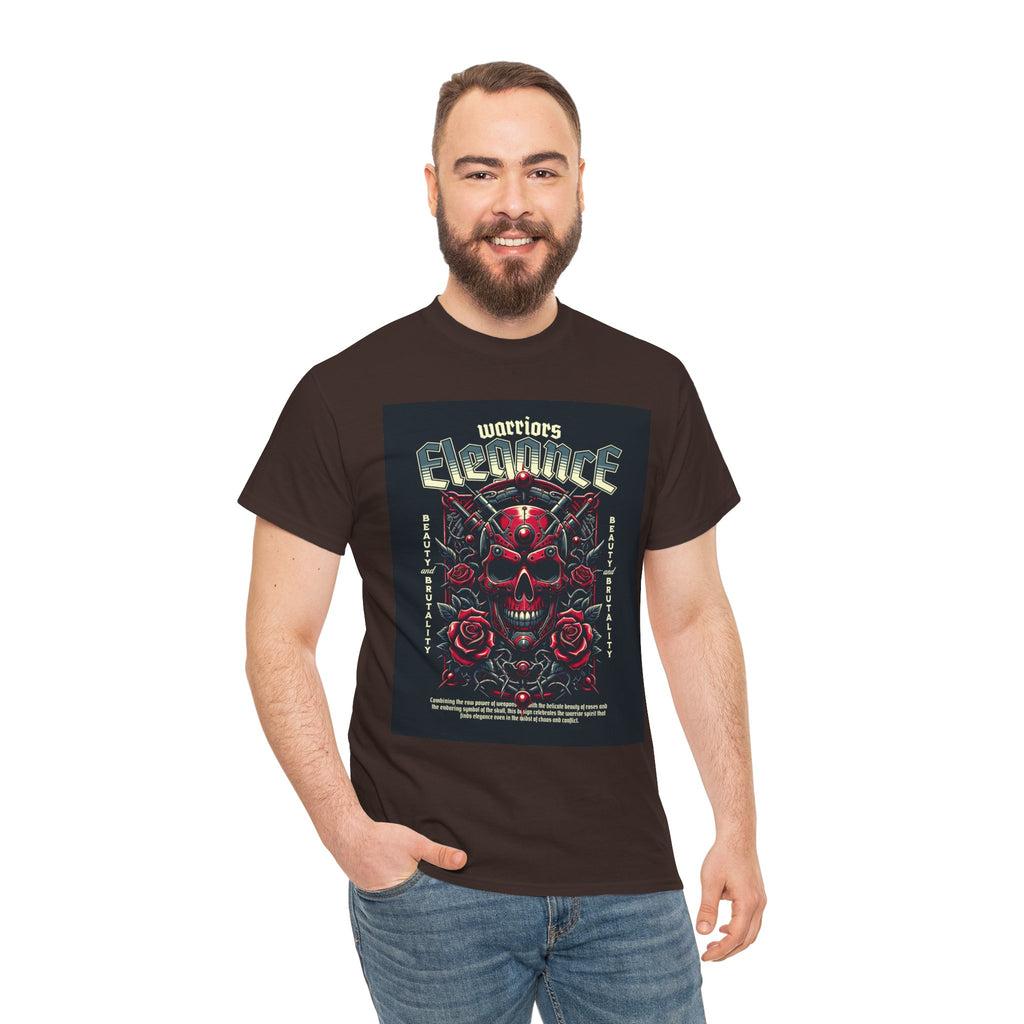 Warriors Electric Skull T‑Shirt — Red Skull & Roses Rock Graphic Tee