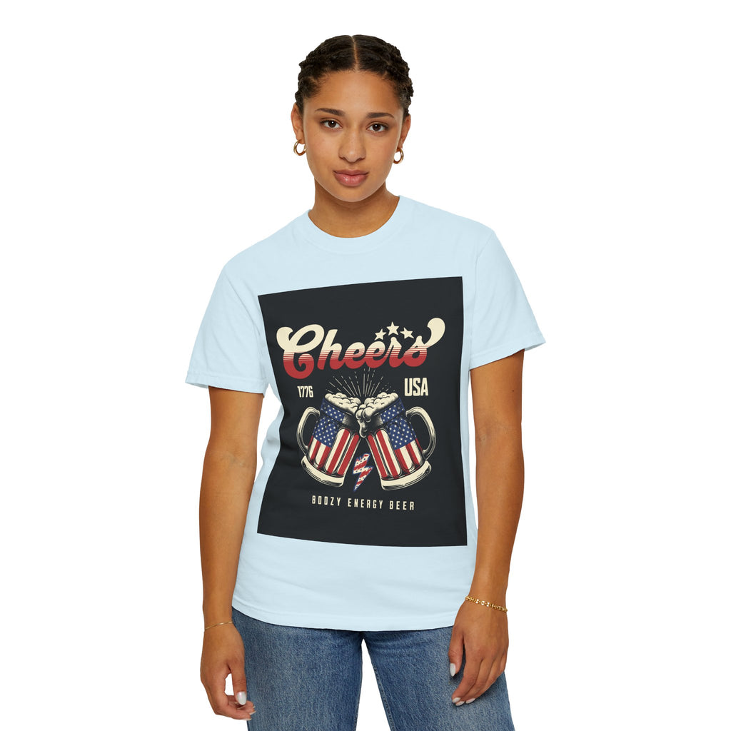 Cheers USA T-Shirt — Patriotic Beer Mugs Graphic Tee (1776)