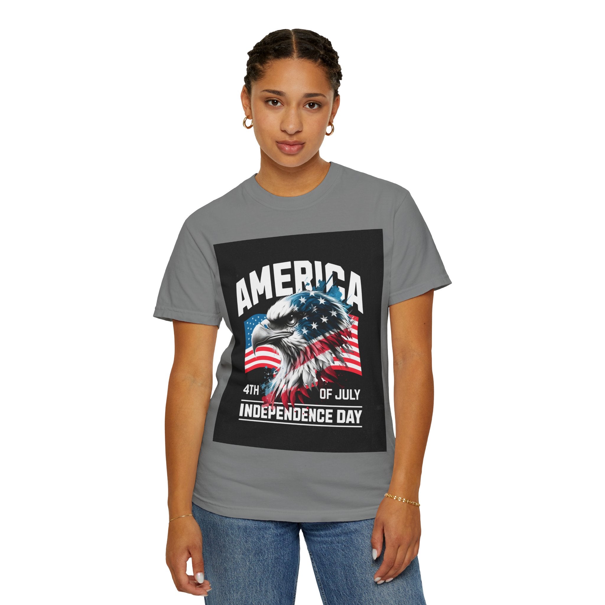 Independence Day T-shirt — 'America' Eagle Flag 4th of July Tee