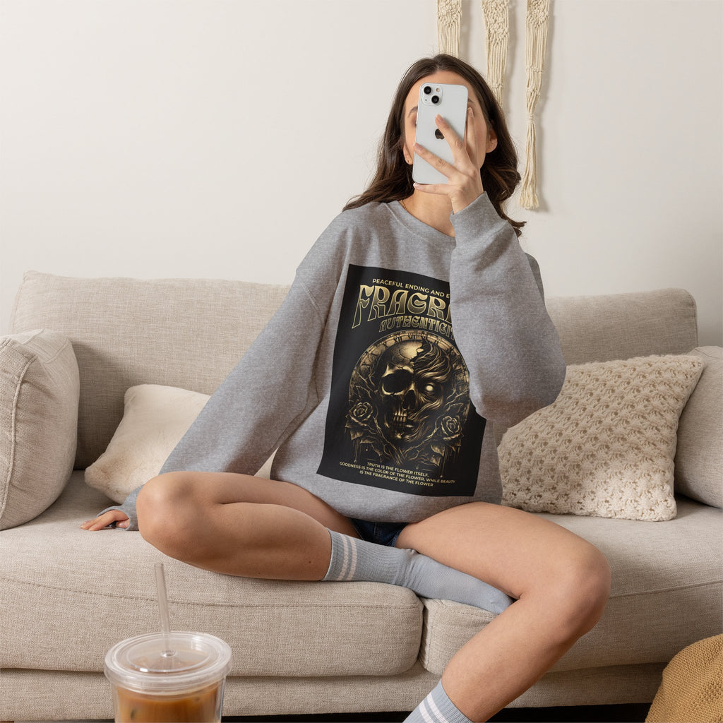 Skull & Roses Crewneck Sweatshirt — “Decrepit” Gothic Graphic