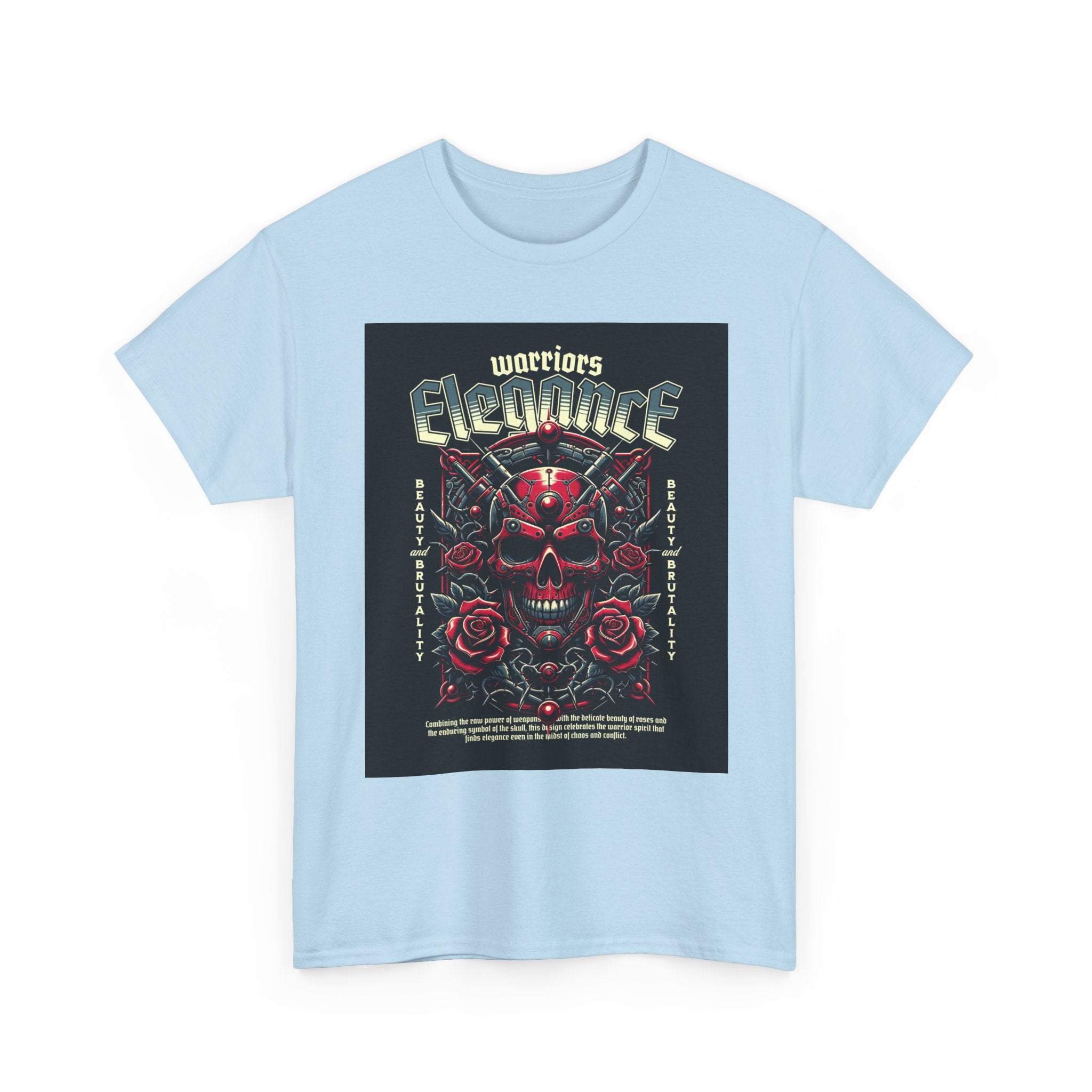 Warriors Electric Skull T‑Shirt — Red Skull & Roses Rock Graphic Tee
