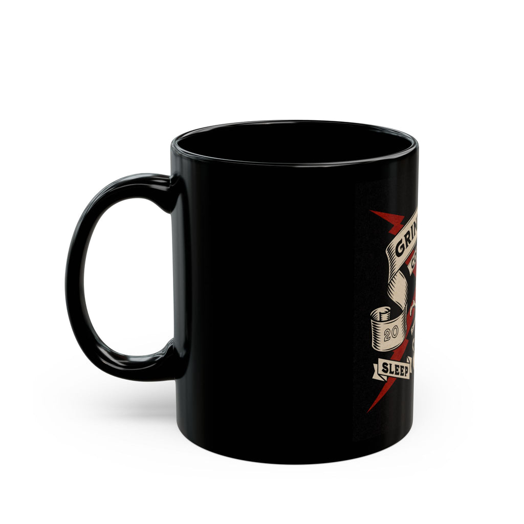 Grindhouse Coffee Co. Black Mug – Skull & Crossbones Coffee Cup (11oz/15oz)