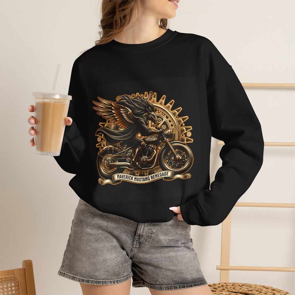 Motorcycle Eagle Crewneck Sweatshirt – "Liberty Rider" Vintage Biker Graphic