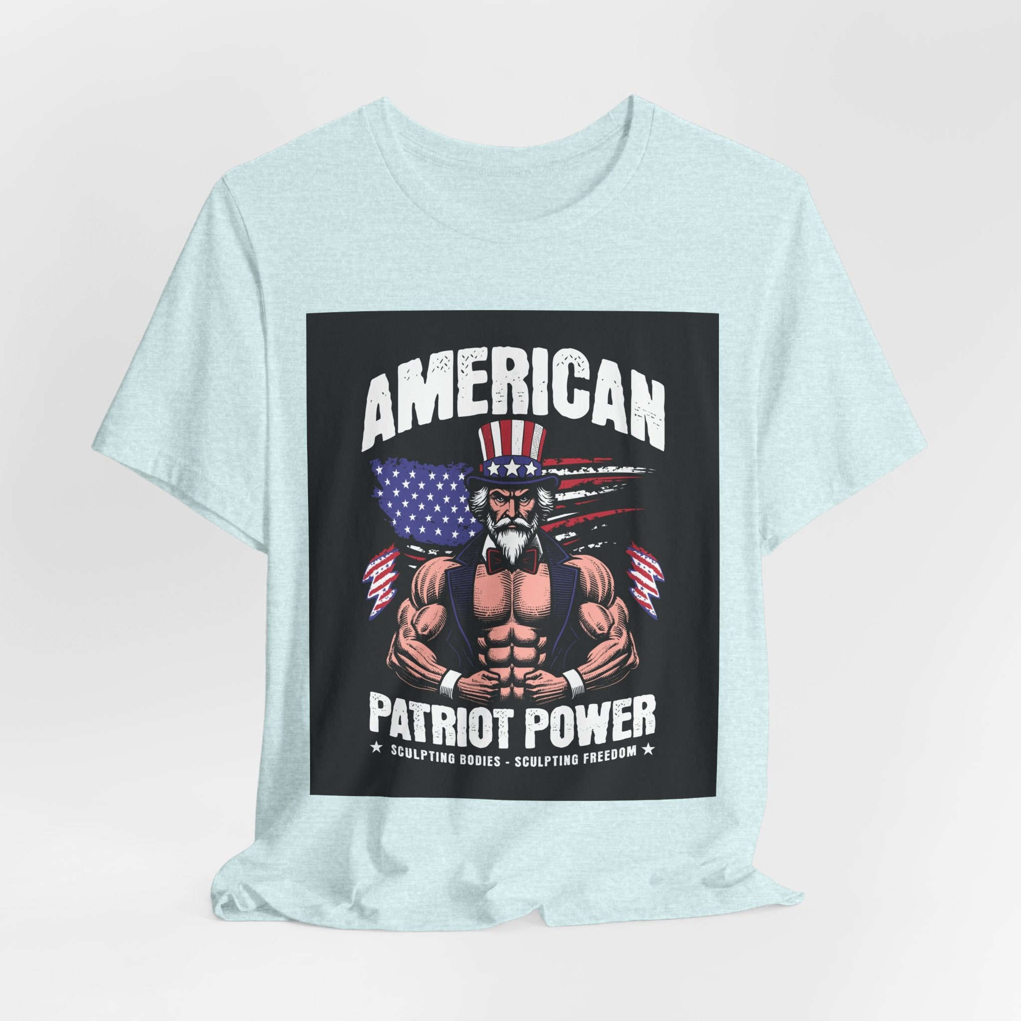 Patriot Power T-Shirt — American Flag Uncle Sam Muscle Graphic Tee