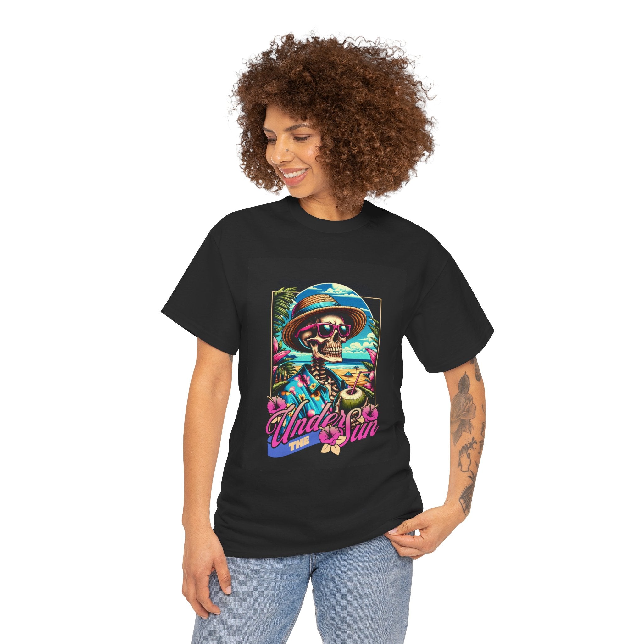 Skull Beach Tee — "Under the Sun" Retro Surf Graphic T-Shirt