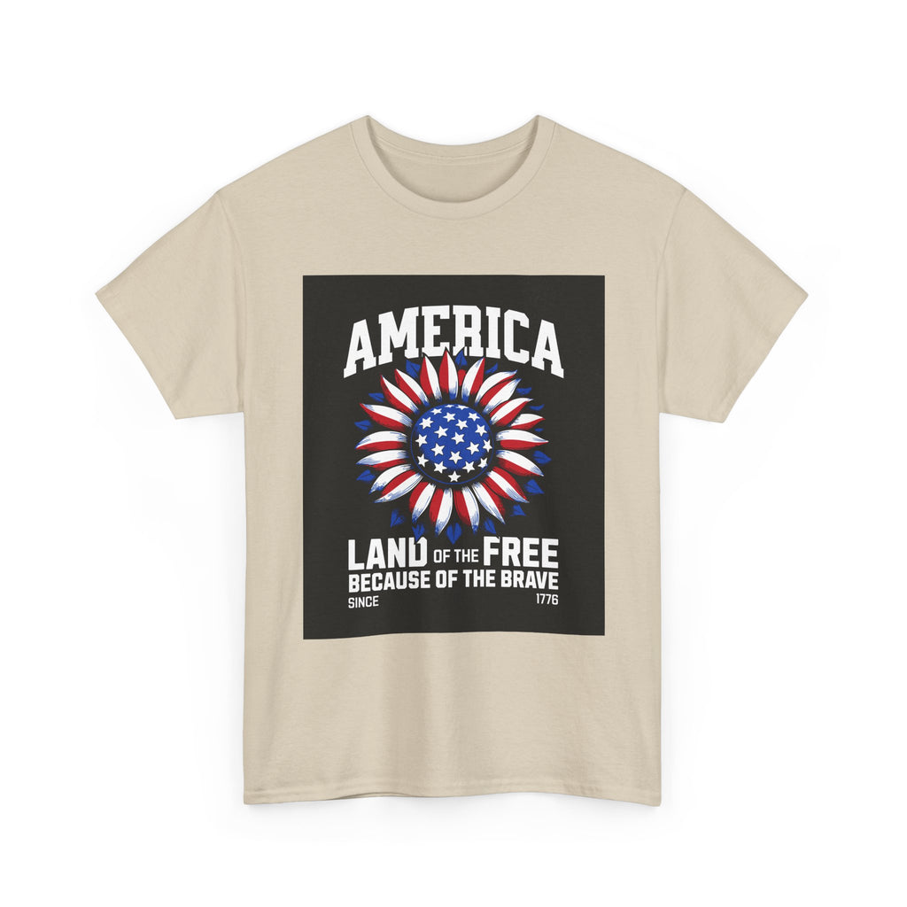 Patriotic America Tee — "Land of the Free Because of the Brave" Cotton T-Shirt
