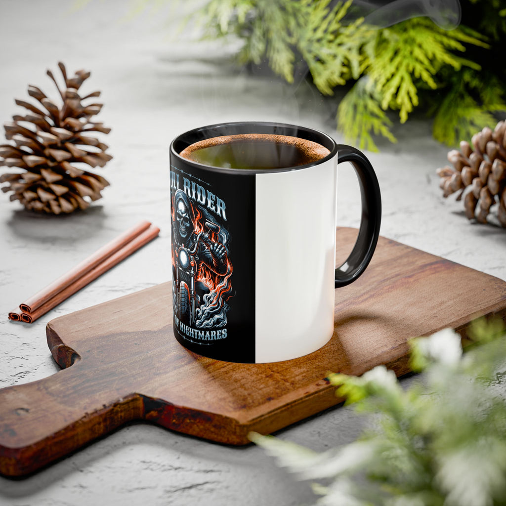 Skull Rider Motorcycle Mug – "Born of Nightmares" Biker Coffee Cup (11oz/15oz)
