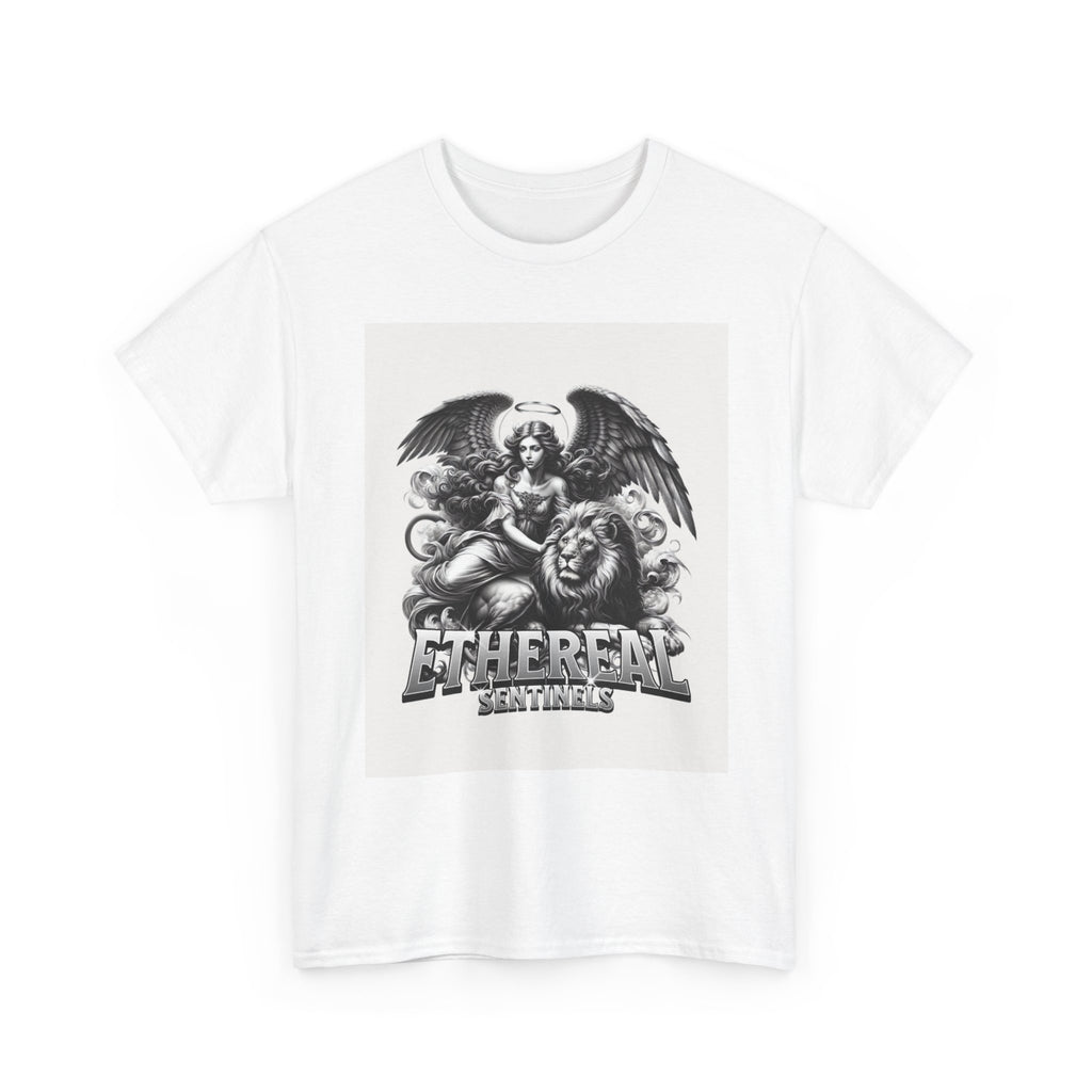 Angel & Lion Graphic Tee — "Ethereal" Vintage Gothic Streetwear